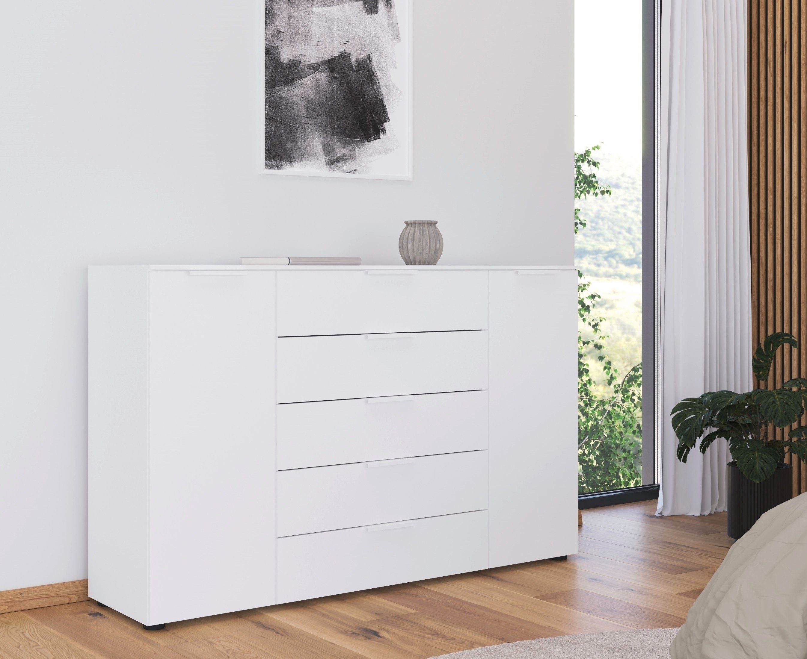 rauch Schubkastenkommode Flipp Schubladenkommode Wäscheschrank Schrank OTTO´s Choice (Breite 160/180 cm mit 4 Einlegeböden), 2-türig mit 5 Schubladen und Soft-Close-Funktion in zwei Breiten