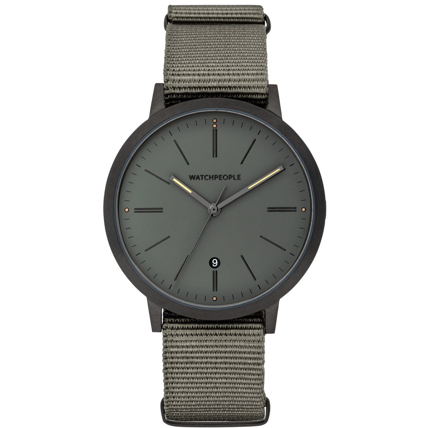 Watchpeople Quarzuhr Hidden Nato Grau WP 062-01, flach, versenkte Krone, Datumsanzeige