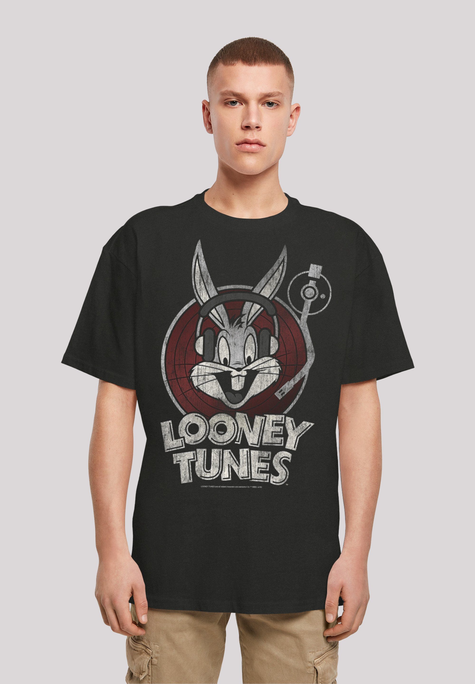 with Oversize Looney Tee Bunny Kurzarmshirt F4NT4STIC Herren (1-tlg) Tunes Heavy Bugs black