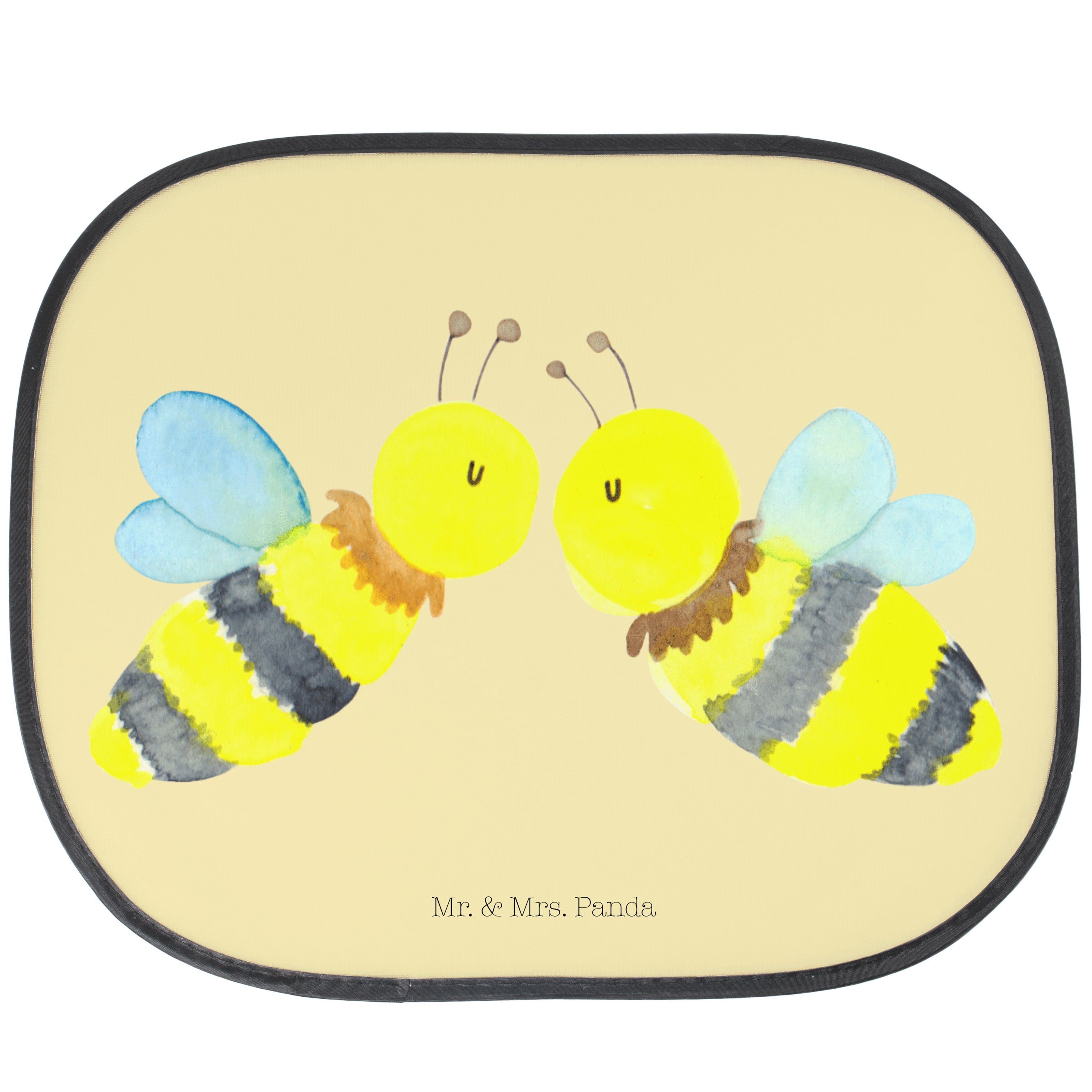 Sonnenschutz Biene Liebe - Gelb Pastell - Geschenk, Wespe, Sonnenschutz Kinder, So, Mr. & Mrs. Panda, Seidenmatt | Fensterfolien