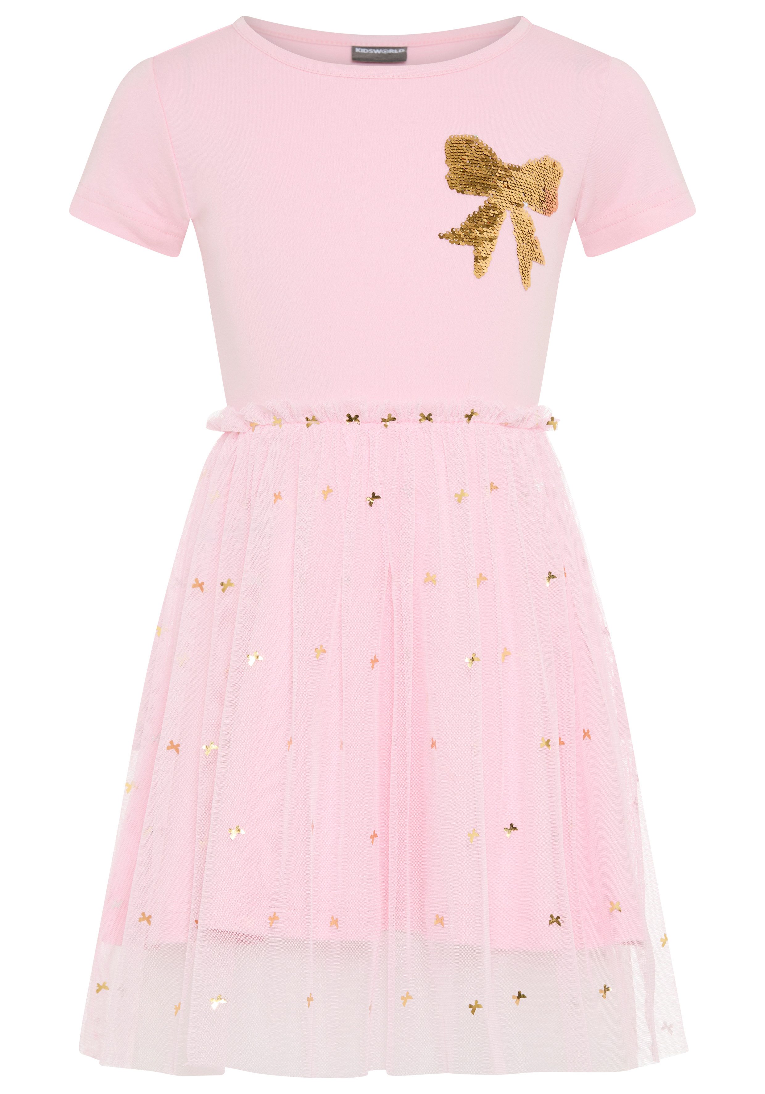 Jerseykleid Kleid mit Tüllrock und Wende-Pailletten