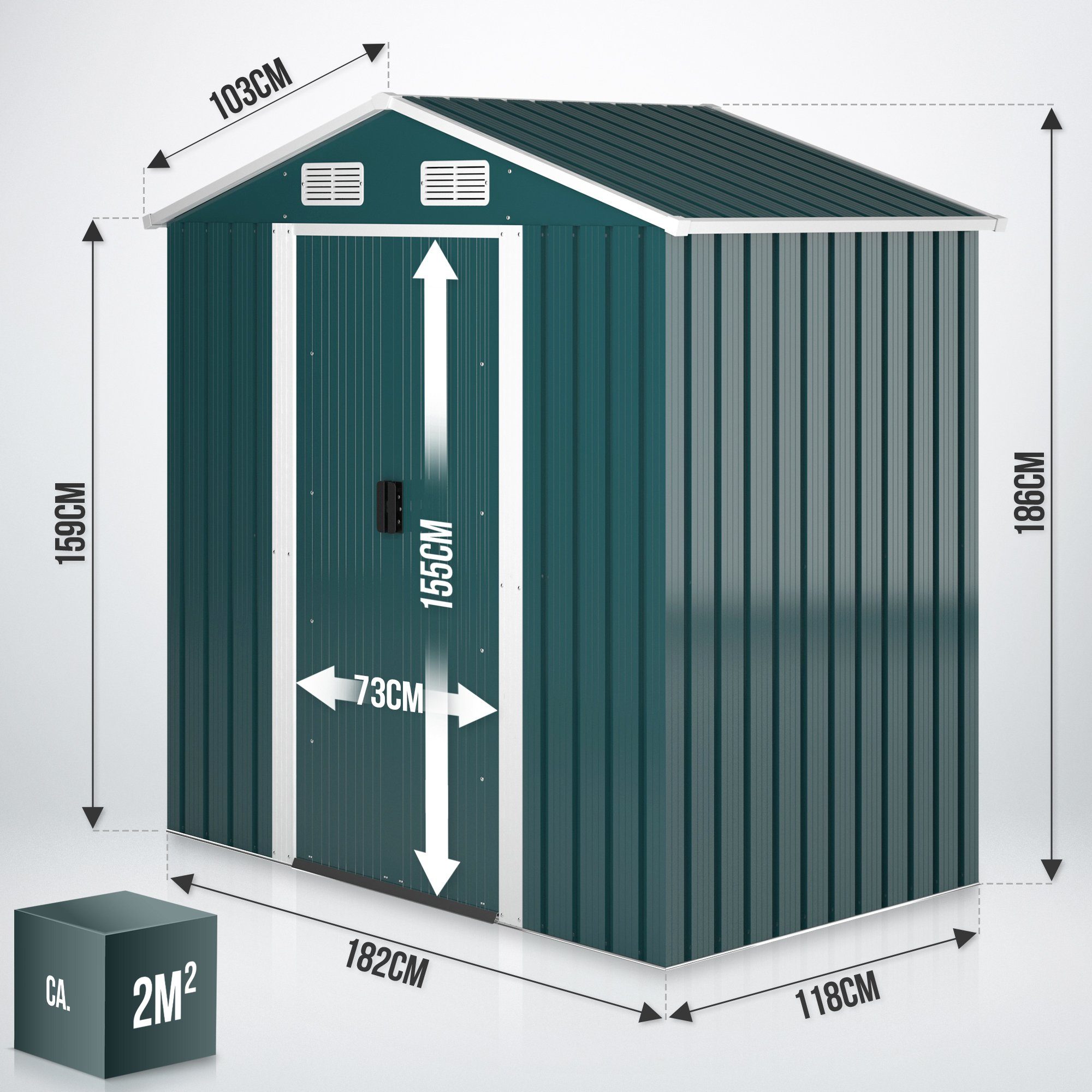 Jago Gartenhaus Geräteschuppen Gerätehaus Schuppen aus Metall mit