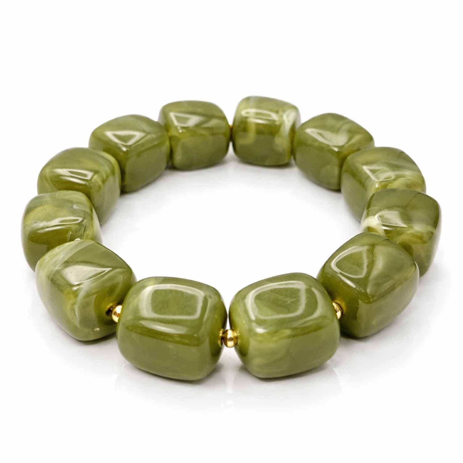 Impala Perlenarmband Mora mit würfelförmigen Acrylperlen – Elastisches Statement Armband
