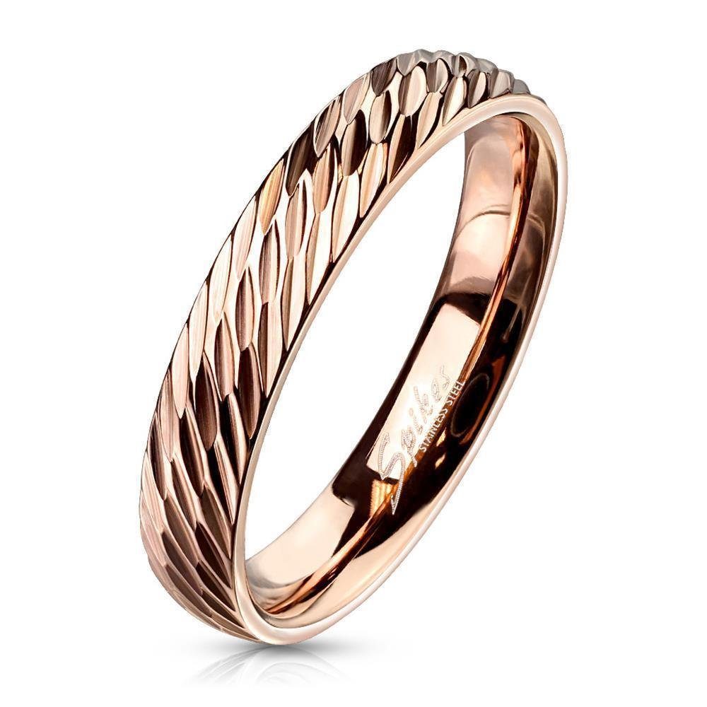 BUNGSA Fingerring Ring mit Diamantschnitt Rosegold aus Edelstahl Damen (Ring, 1-tlg), Damen Herren