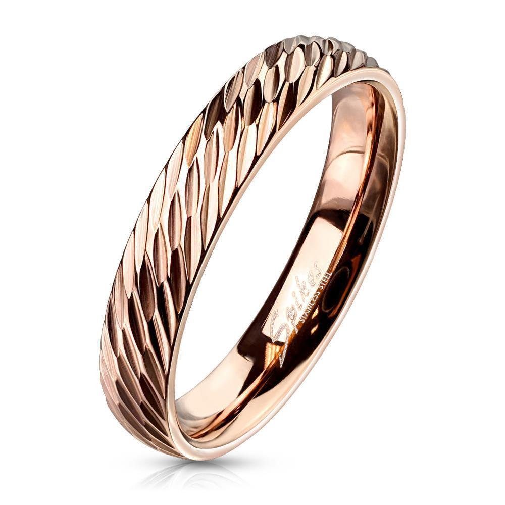 BUNGSA Fingerring 60 (19.1) Ring mit Diamantschnitt Rosegold aus Edelstahl Damen (Ring, 1-tlg), Damen Herren