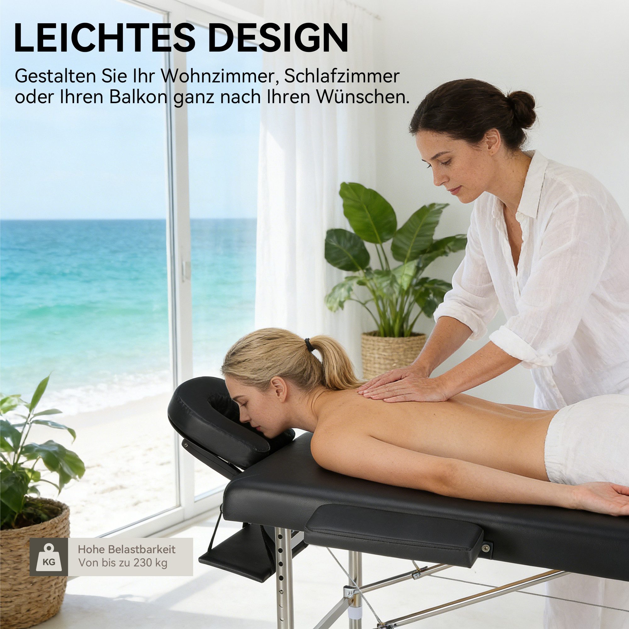 oyajia Massageliege Klappbar Massageliege Aluminium-Massagebett 2 Zonen Massagebank 230kg, Tragbare Massageliege inklusive Kopfstütze, Armlehnen und Handtasche