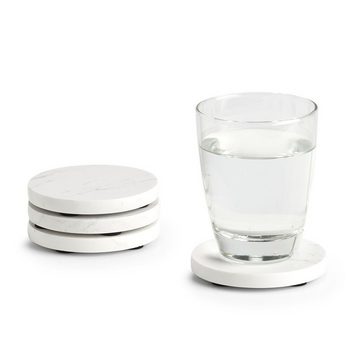 Zeller Present Küchenorganizer-Set Glasuntersetzer-Set, 4-tlg., Marmor, weiß, Ø9,5 x 1 cm