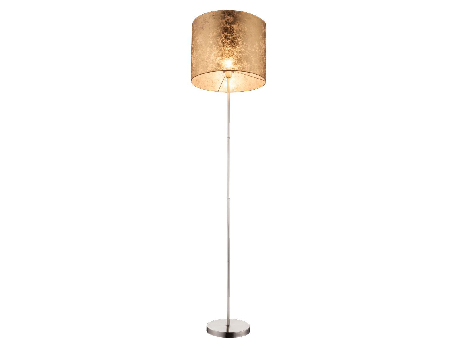 GLOBO LIGHTING LED Stehlampe, Leuchte ist über den Fußschalter dimmbar, LED wechselbar, warmweiß, ausgefallene moderne Designer-lampen Lampenschirm Stoff Golden H 160cm