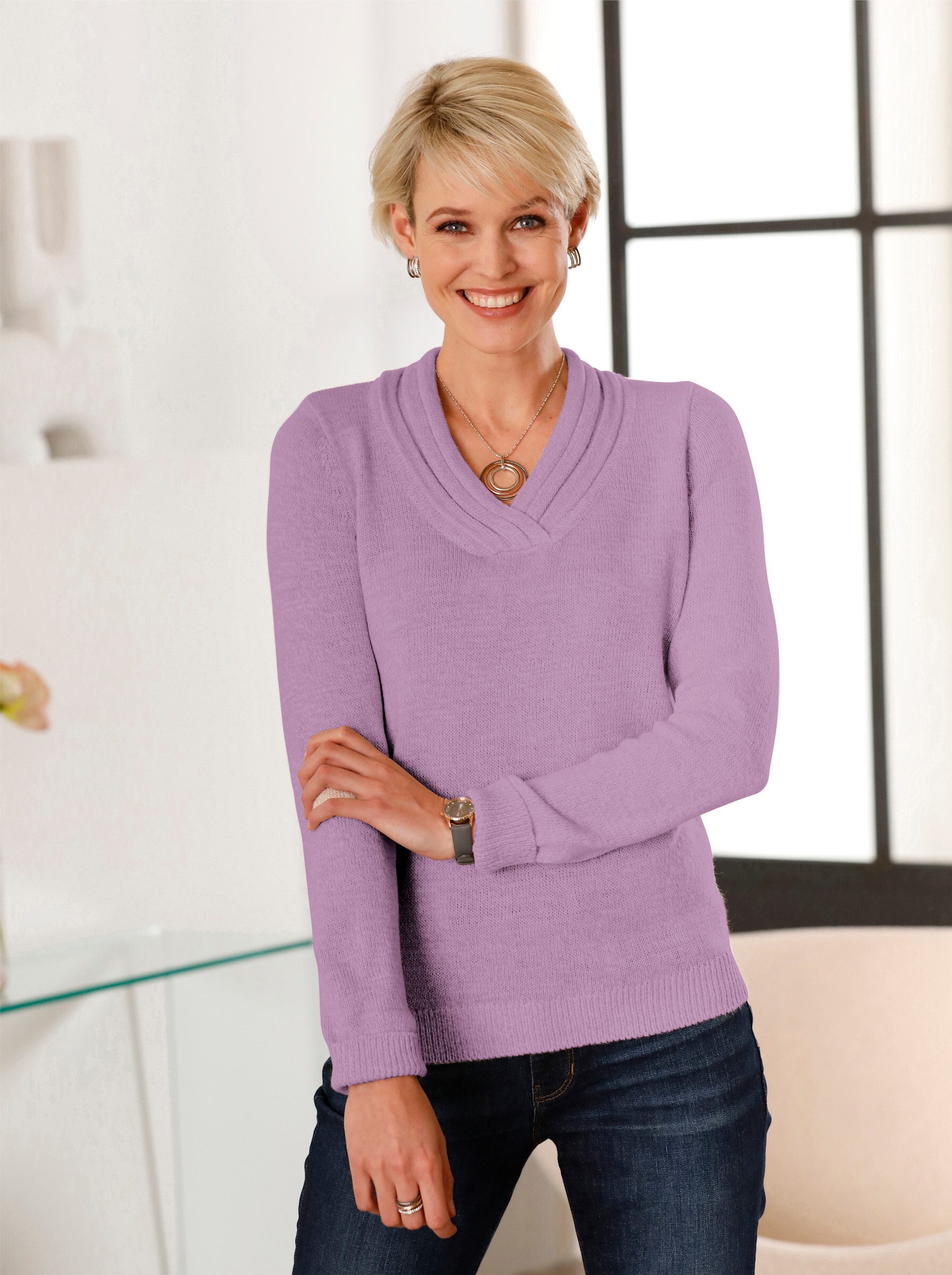 Sieh an! Strickpullover V-Ausschnitt-Pullover . günstig online kaufen