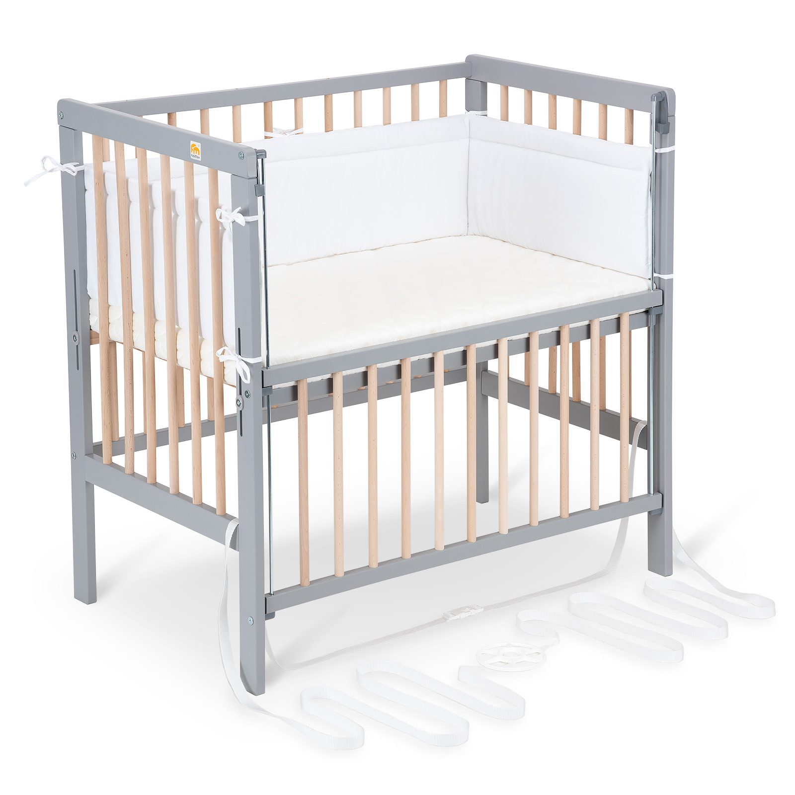 FabiMax Beistellbett Flex grau / natur, günstig online kaufen