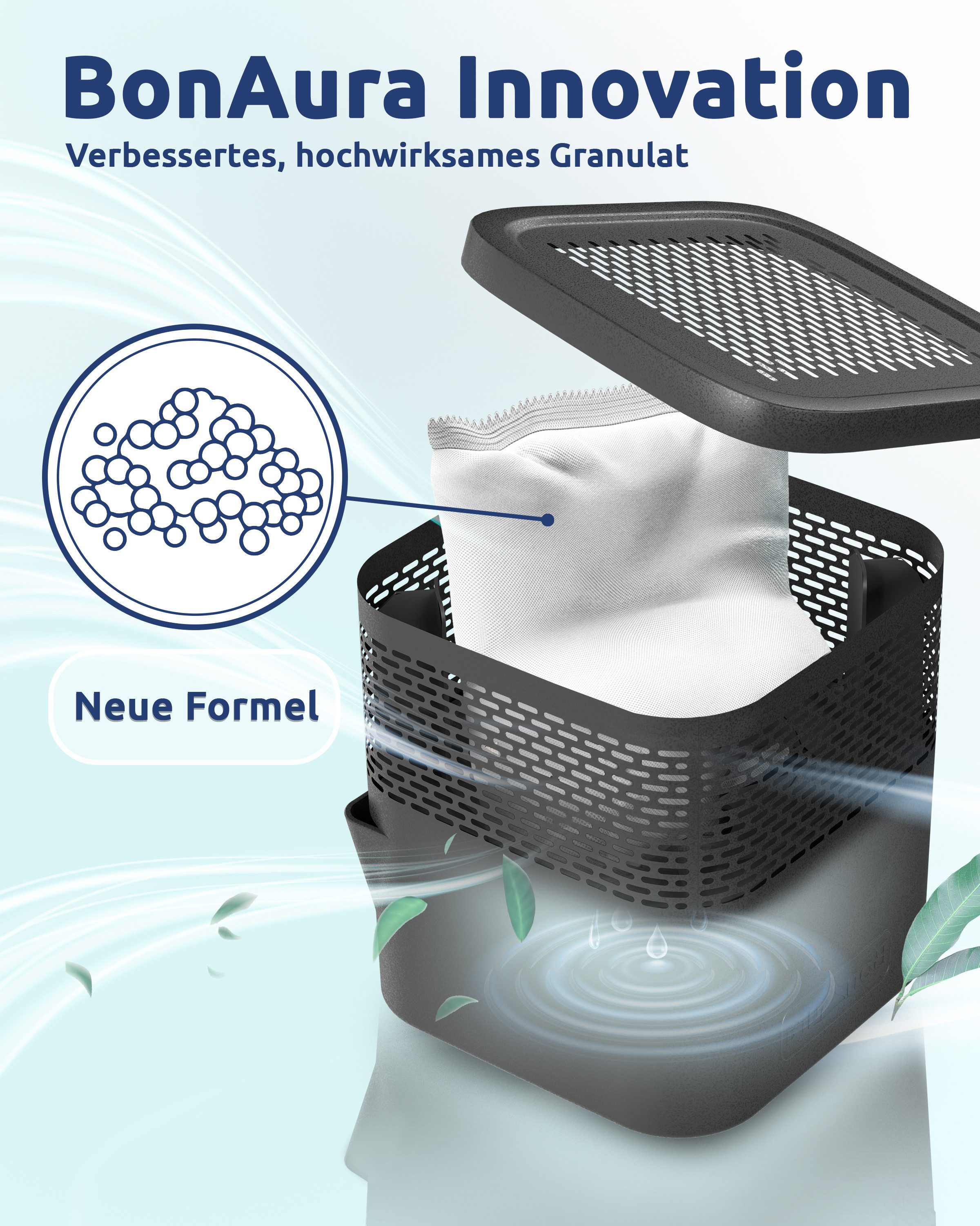 BonAura Luftentfeuchter-Nachfüllpack Entfeuchter Granulat im Vliesbeutel, 2er-, 4er- oder 6er Set, 450g pro Stk., Geruchsneutral – Bild 4 von 5