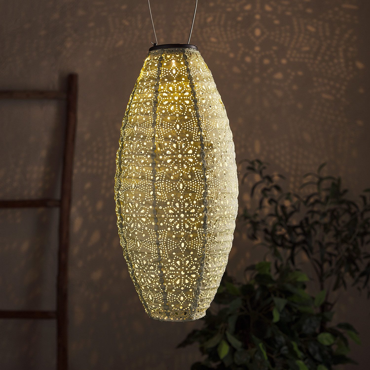 Lights4fun LED Laterne Tyvek Solar Lampion grün