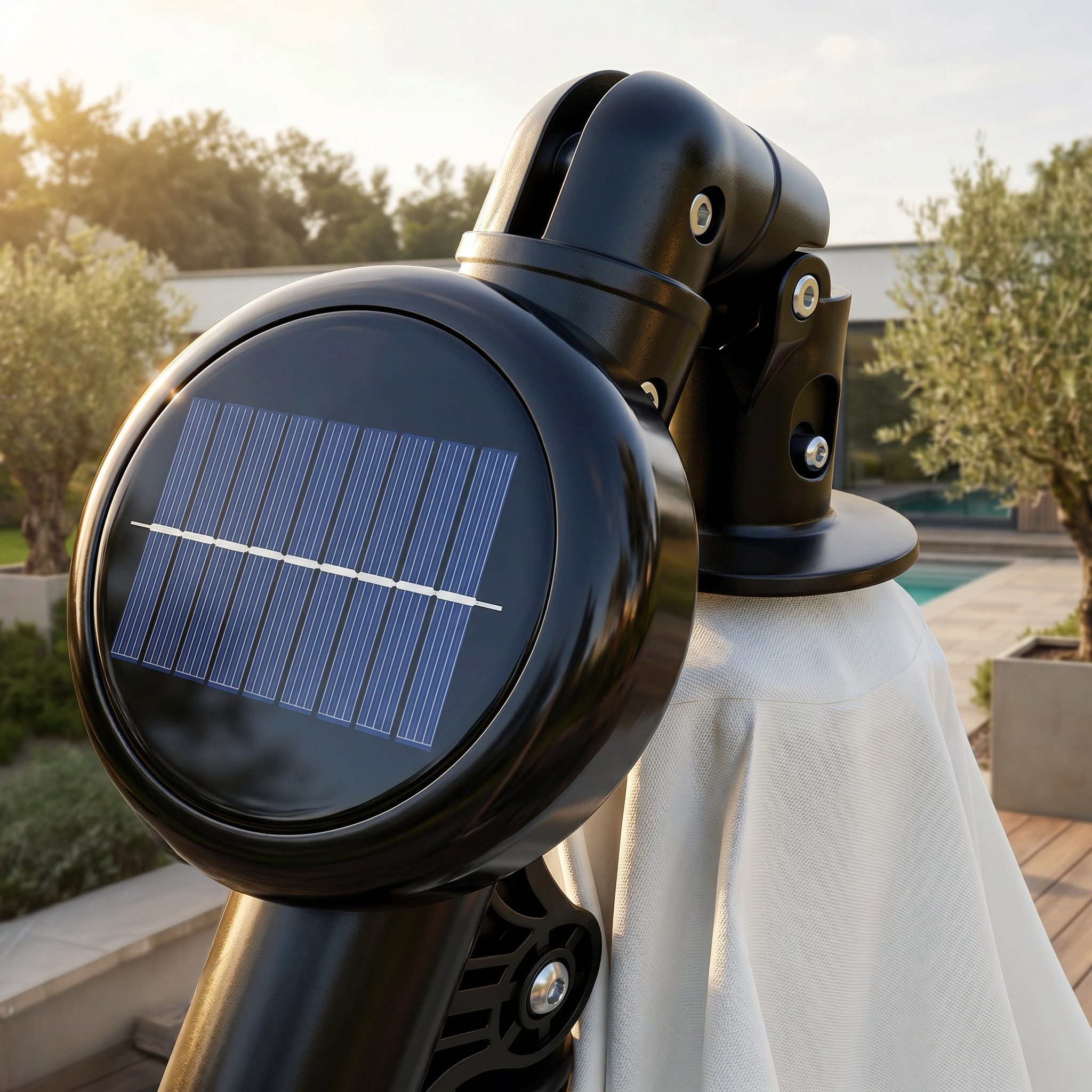 Swing&Harmonie Sonnenschirm mit LED Beleuchtung Luxus Ampelschirm 300 / 350cm, Garten Schirm inkl. Abdeckhaube – Bild 4 von 5