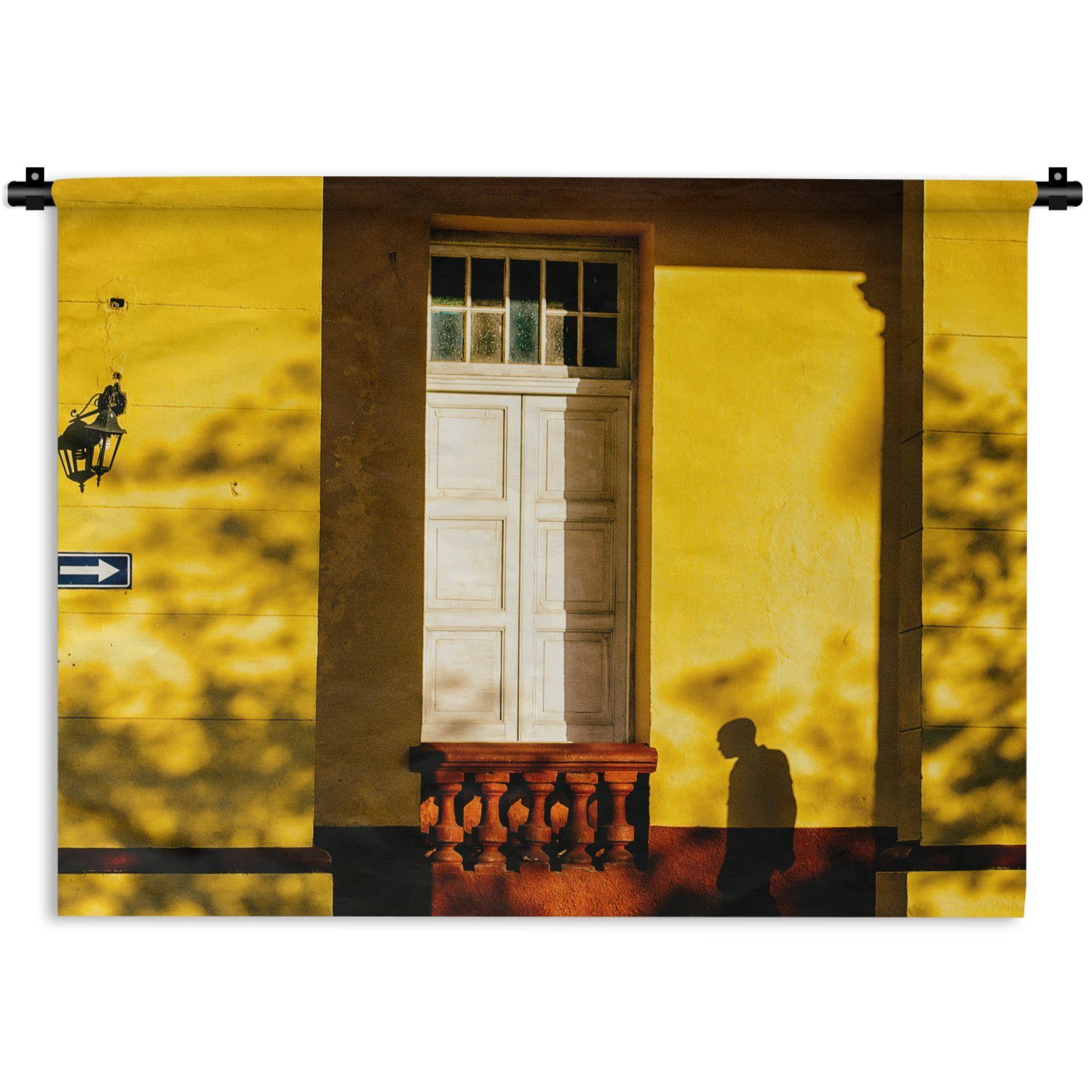 Kinderzimmer Tür - Architektur Schlafzimmer, Kleid, Gelb Schatten, - Wanddeko Wandbehang, für MuchoWow Wohnzimmer, - Wanddekoobjekt