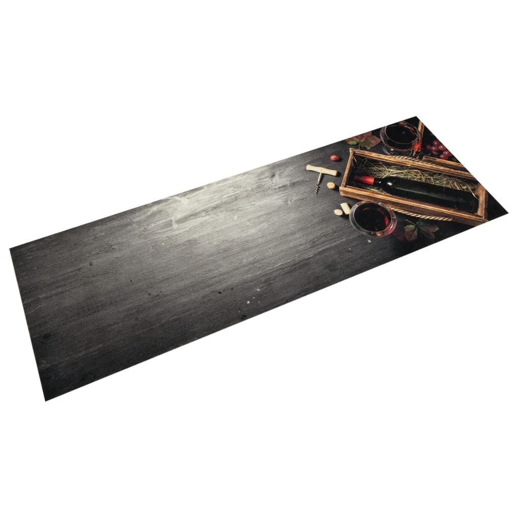 vidaXL Teppich Läufer Brücke Küchenteppich Waschbar Weinflasche 60x180 cm Samt, Höhe: 0 mm