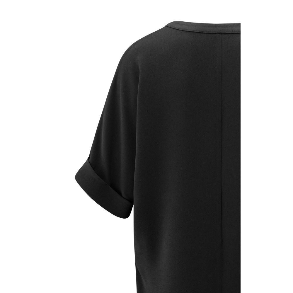 YAYA Midikleid Fließendes Kleid mit V-Ausschnitt und umgeschlagenen Ärmeln