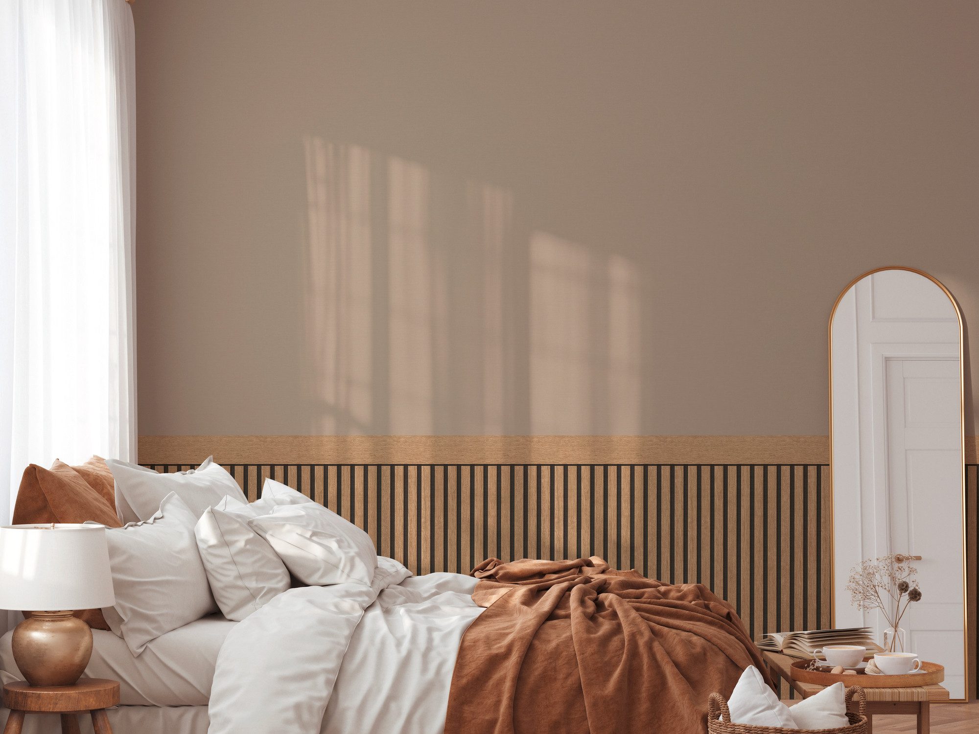 living walls Vliestapete Wallpanel Tapete Wandpaneele Mustertapete Holzpaneele Natur, strukturiert, matt, (1 St), Vliestapete Holz-Optik für Schlafzimmer Küche  – Bild 3 von 5
