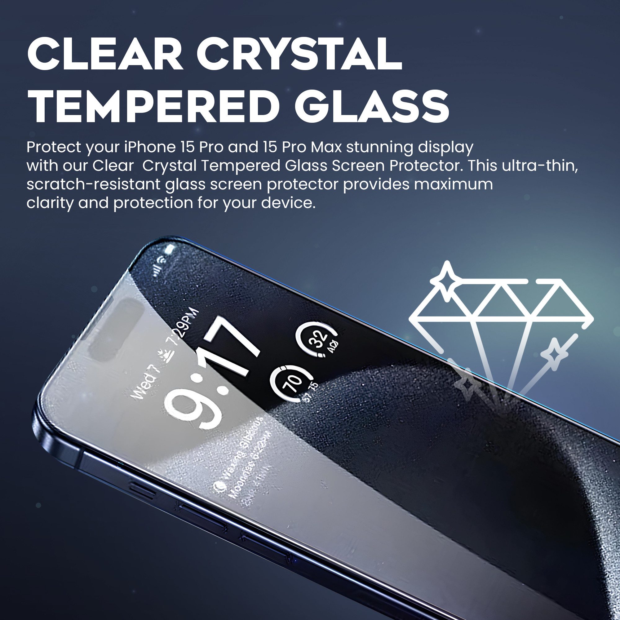 MAQETARA Products Displayschutzglas 4x Schutzglas-Displayschutz für iPhone 15/16 Pro & 15Pro für iPhone 16/15/15 Pro (6,1), Packung, 4 Stück, 9H, kristallklar, Anti-Fingerabdruck, kratzfest & stoßfest