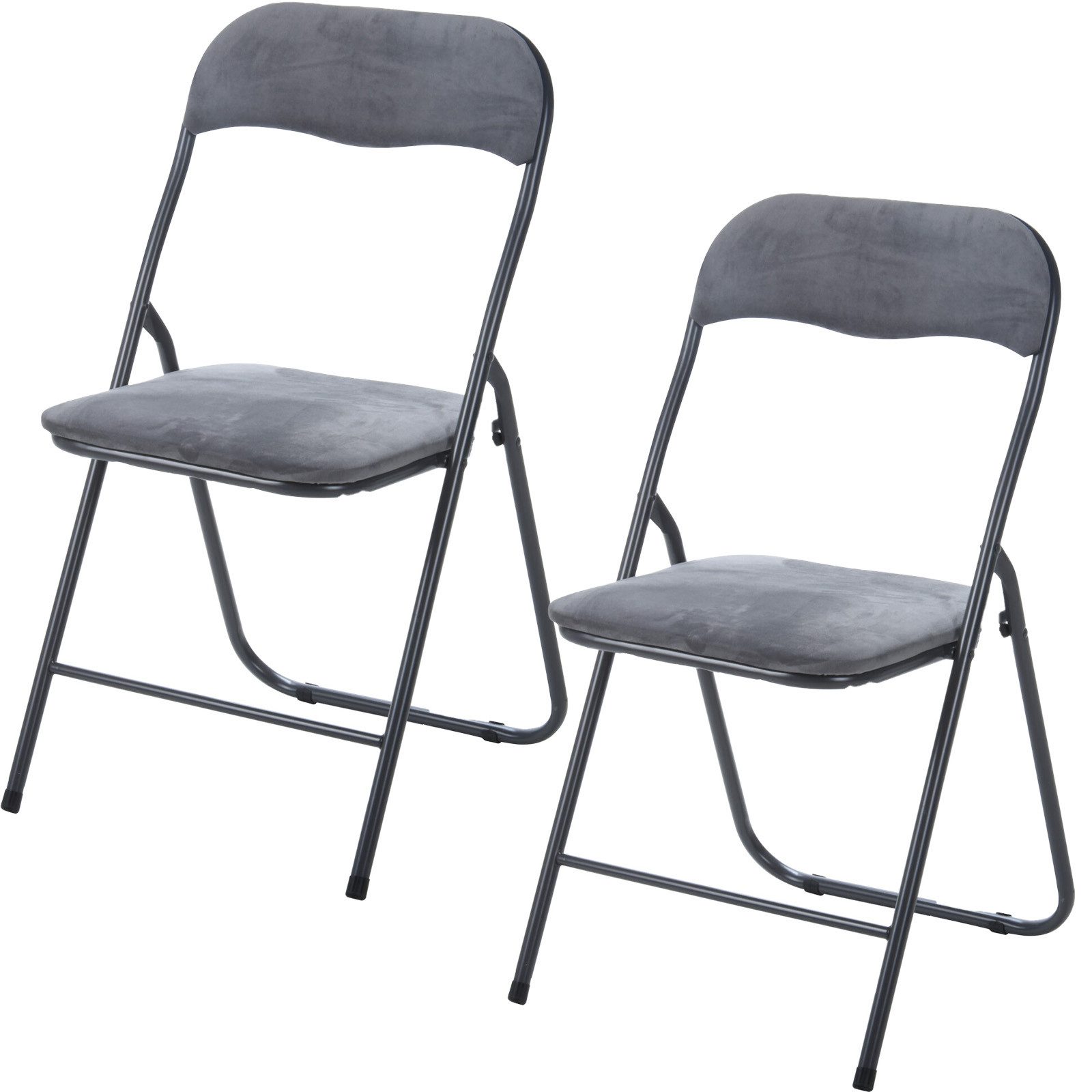 Koopman Klappstuhl Metallstuhl Stoff Besucher 3 Farben 2 er Set (2 St), 2 Stk, Samt-Bezug, 80x44x48cm, Anthrazit, klappbar