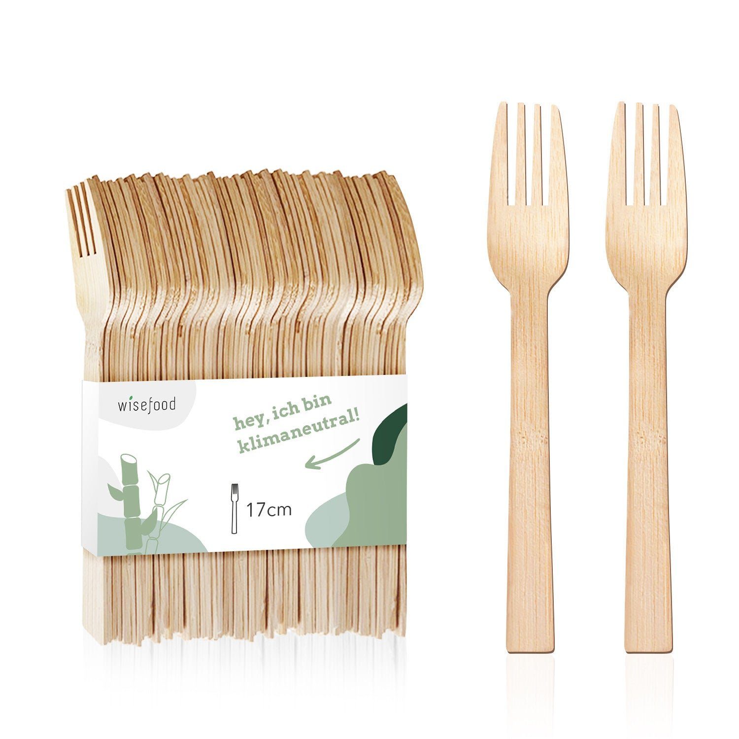 wisefood Einwegbesteck-Set 100-tlg., Bambus-Gabeln, 17 cm (100-tlg), Bambus