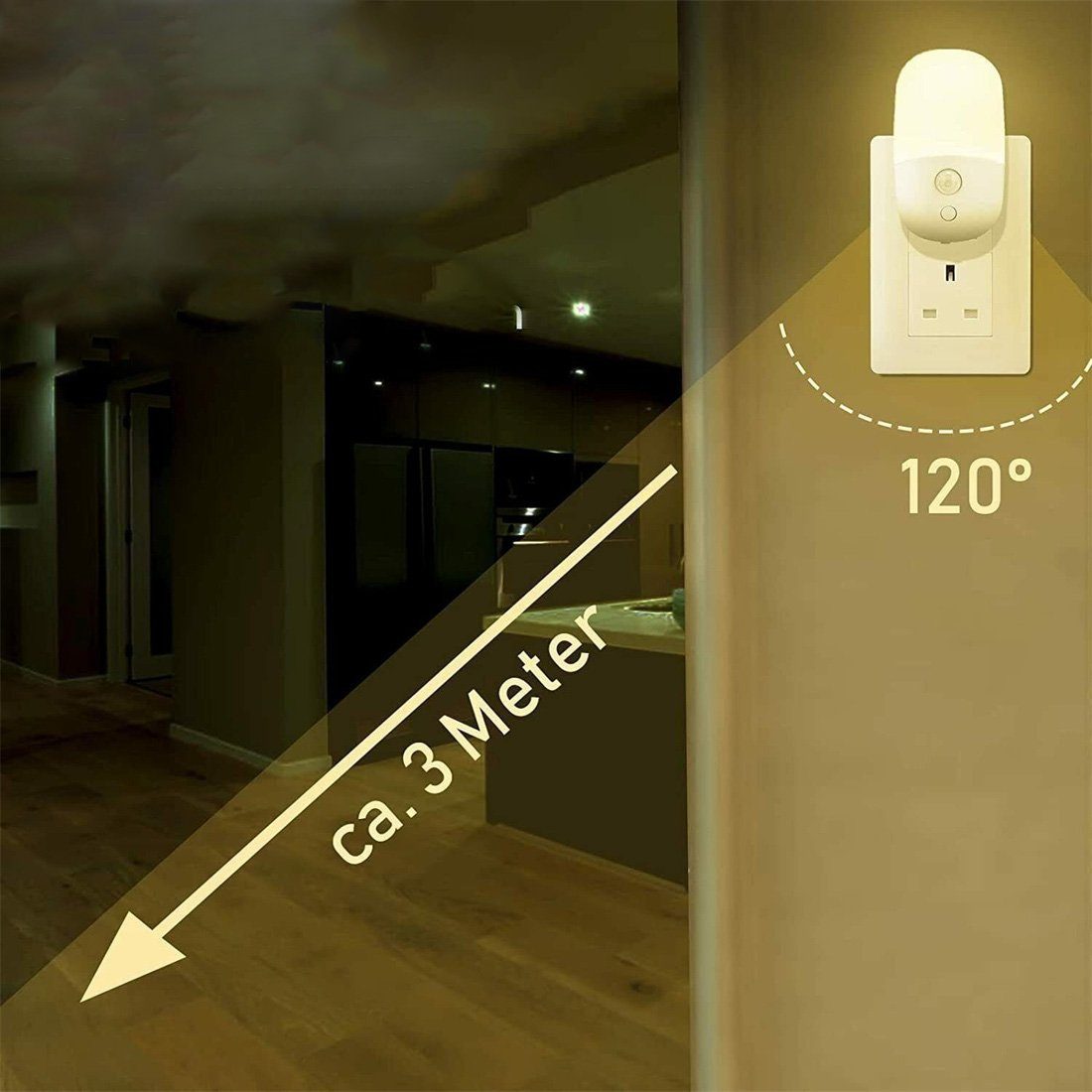LED-Nachtlicht Steckdose Bewegungsmelder Treppenhauslicht LED Tischleuchte DAYUT