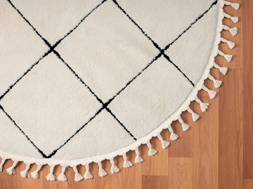 Hochflor-Teppich Moroccan Square, Myflair Möbel & Accessoires, rund, Höhe: 24 mm, modern, marokkanisches Design, Rauten Muster, weich durch Hochflor