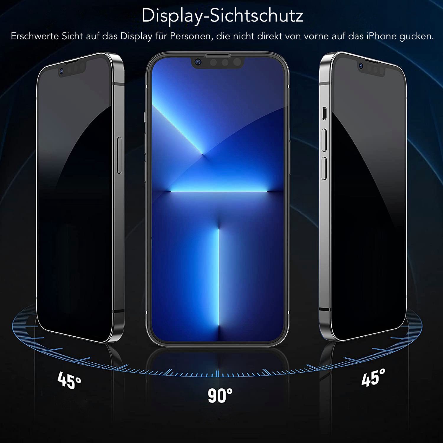 AVANA Schutzfolie Panzerglas für iPhone 13 / 13 Pro Sichtschutz Panzerfolie Schutzglas, (2-St), 9H, Anti-Spy Panzerfolie