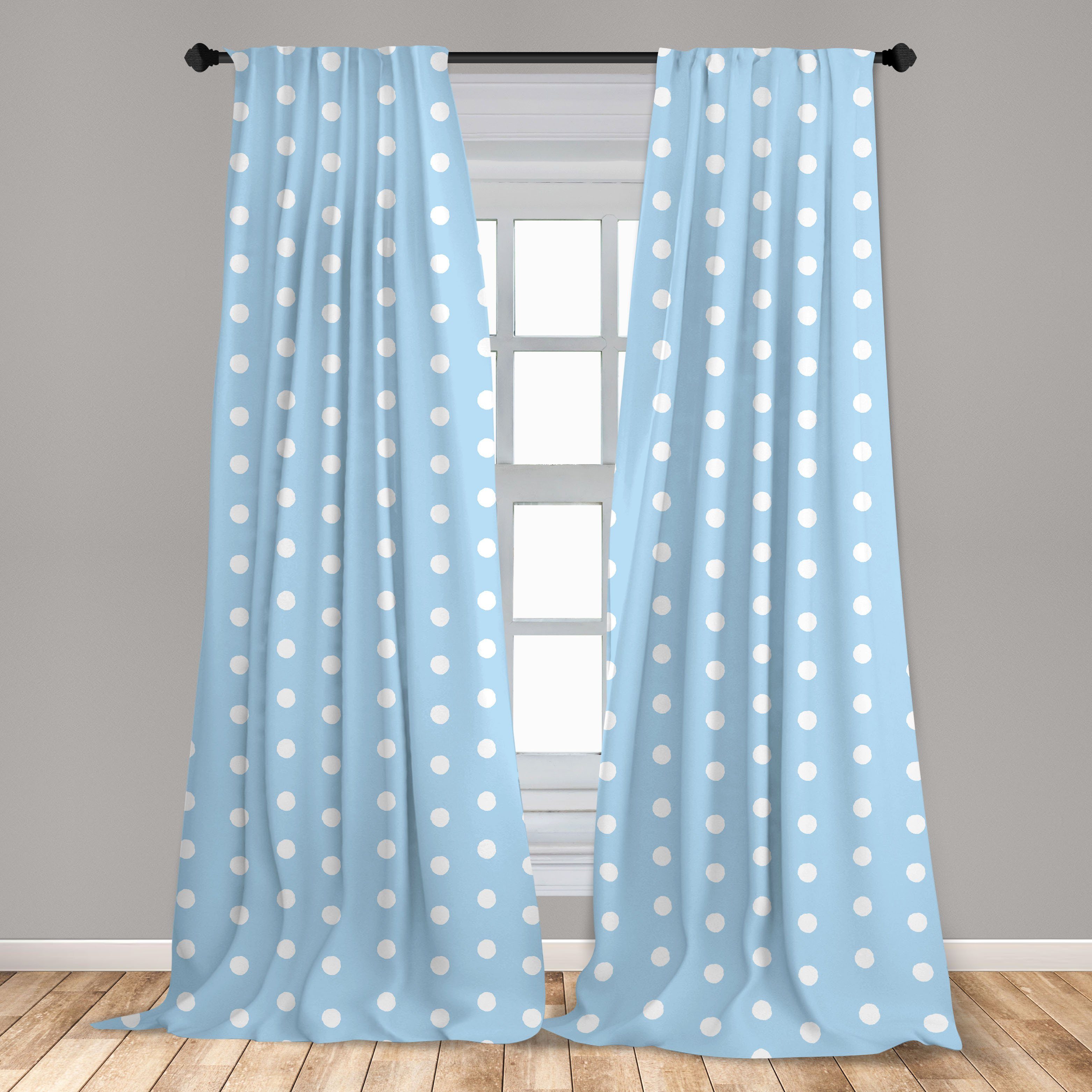Gardine Vorhang für Wohnzimmer Schlafzimmer Wasser Microfaser, Dekor, Abakuhaus, und Weiß Tupfen-Blau