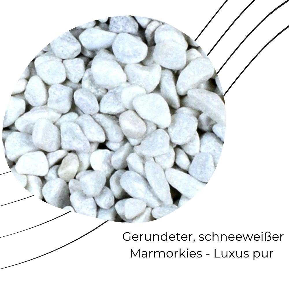 GarPet Kieselsteine Zierkies 25 kg Aquarium Carrara Weiß Garten Kies Marmor Gabion