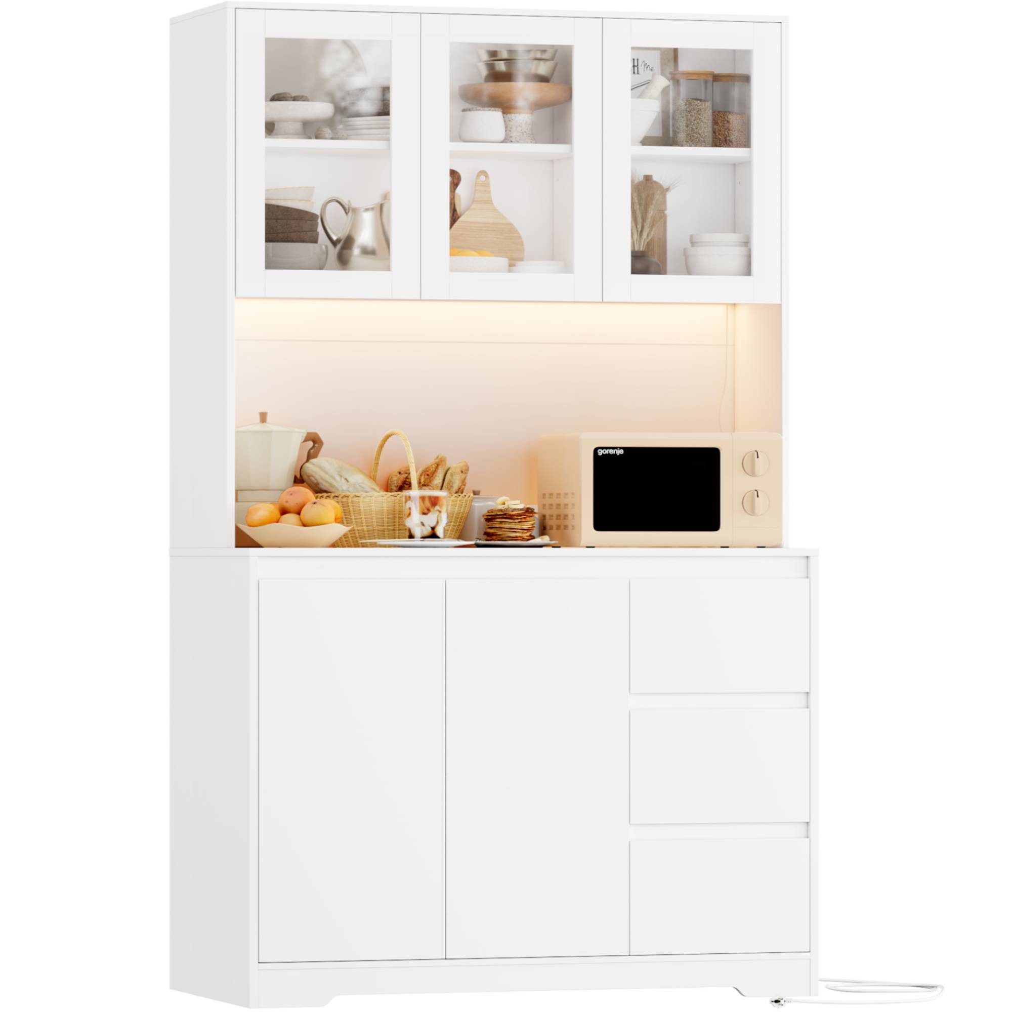 Homfa Küchenbuffet Küchenschrank Buffetschrank Sideboard weiß mit Steckdose günstig online kaufen