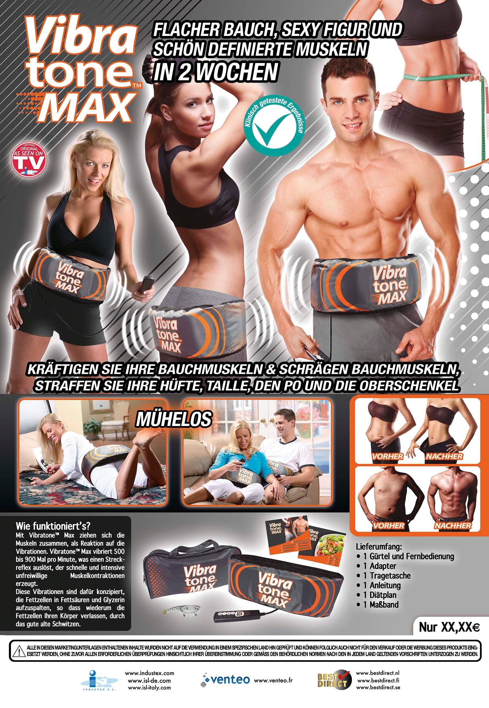 Best Direct® Hüften, Vibrationsgurt Oberschenkel Bauchmuskeltrainer Taille, Bauchmuskelmaschine (1-St), Bauch, Vibratone zuhause, Max