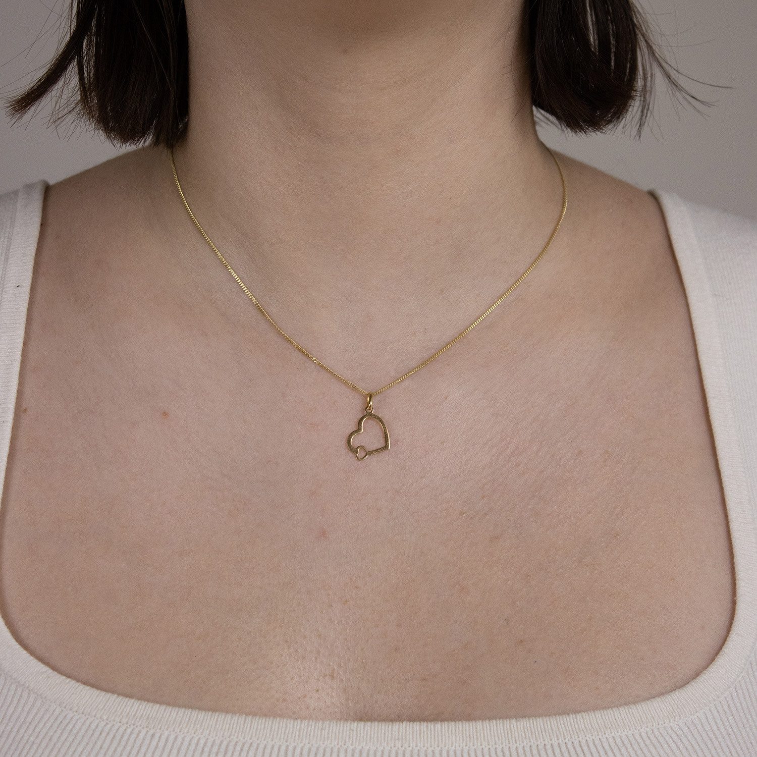 HOPLO Herzanhänger Anhänger Herz mit 1,1 mm Panzerkette massiv 333 - 8 Karat Gold 40 cm, Made in Germany