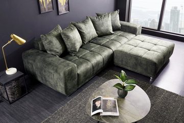 riess-ambiente Big-Sofa ELEGANCIA 285cm moosgrün, Einzelartikel 1 Teile, XXL Couch · Microvelours · mit Federkern · inkl. Kissen · Design