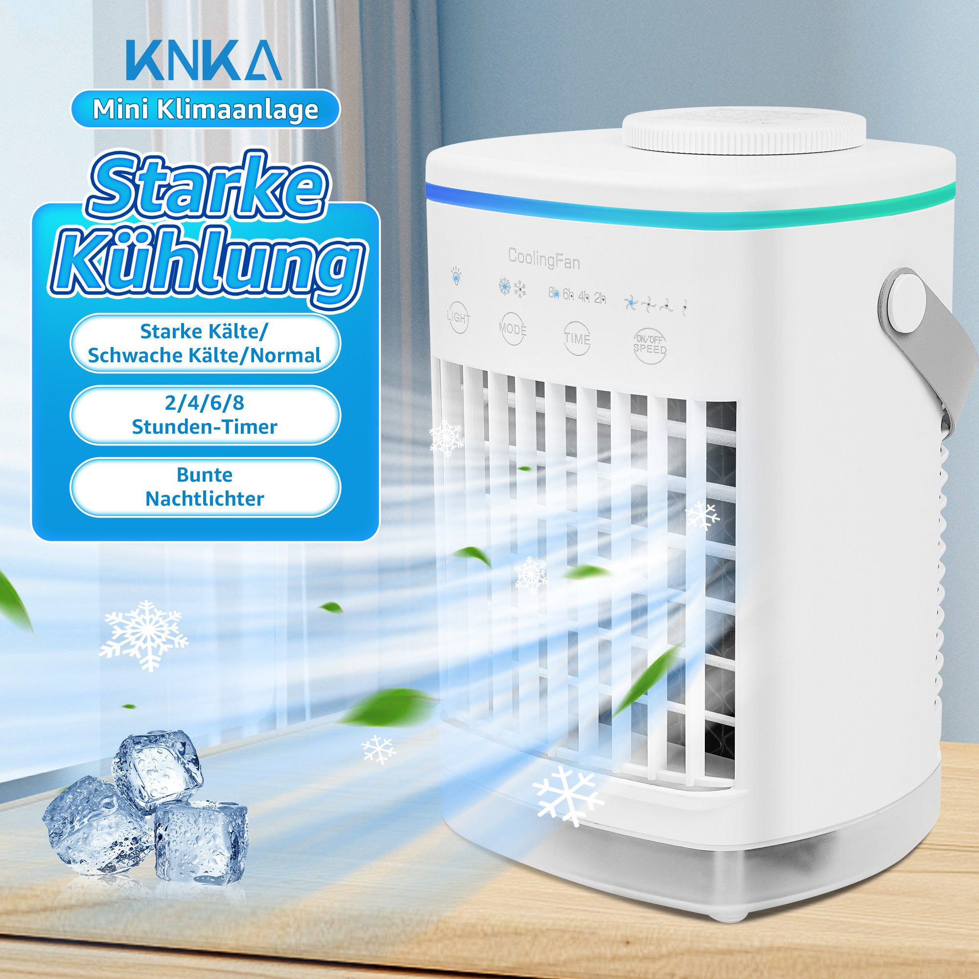 KNKA Ventilatorkombigerät, Klimaanlage Mobil, Mini Klimagerät, Luftkühler, Ventilator mit kühlung