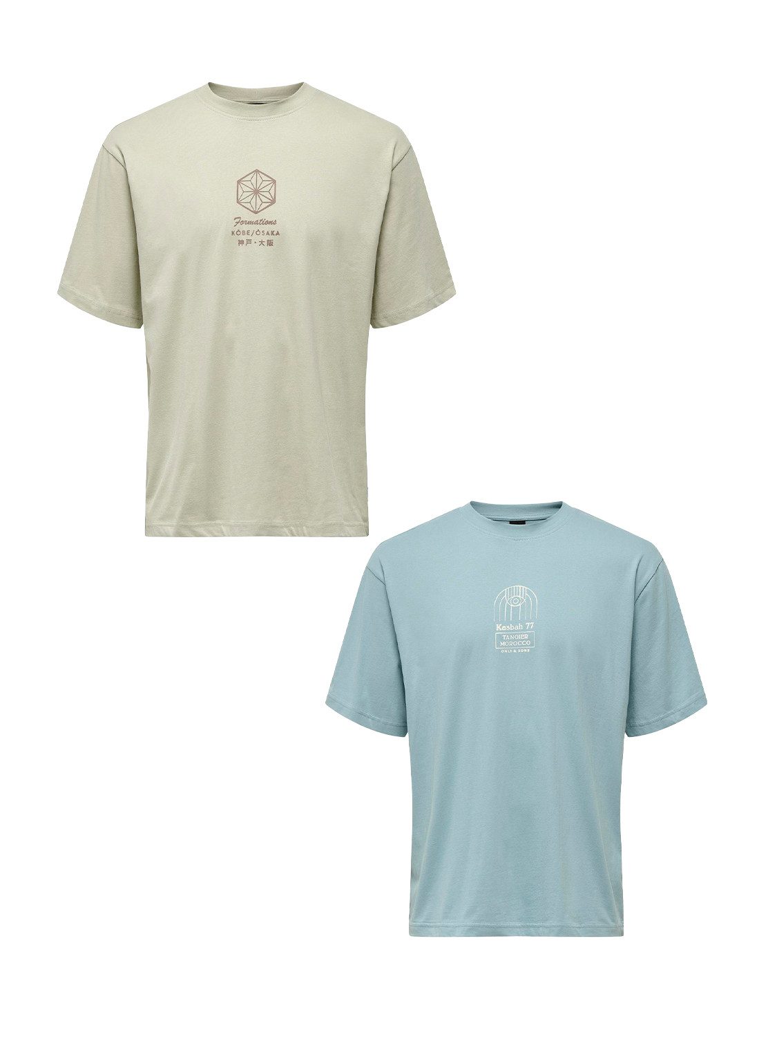 ONLY & SONS T-Shirt 2er-Set Rundhals Kurzarm (1-tlg) ONSMALIK LIFE RLX SS TEE