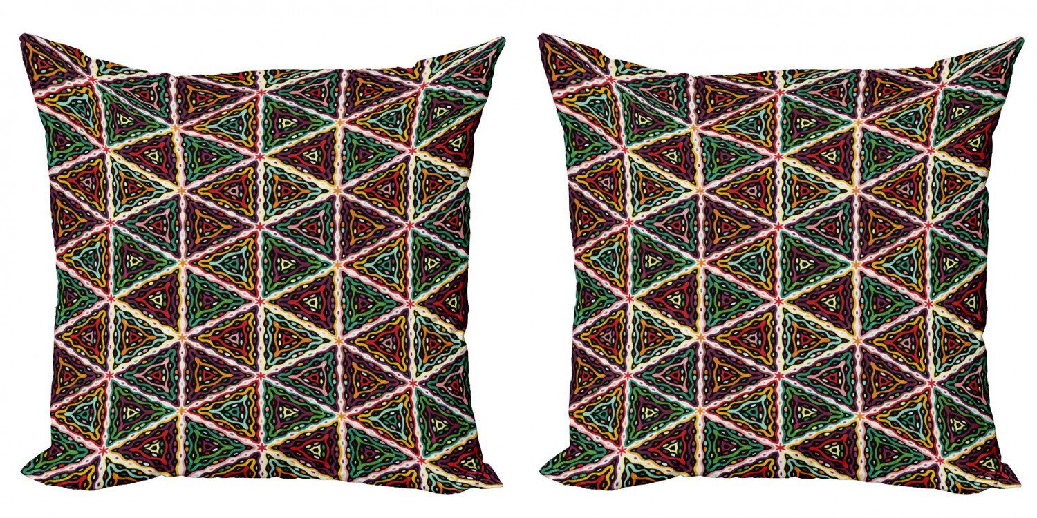 Kissenbezüge Modern Accent Doppelseitiger Digitaldruck, Abakuhaus (2 Stück), afrikanisch Geometrisches Grunge-Mosaik