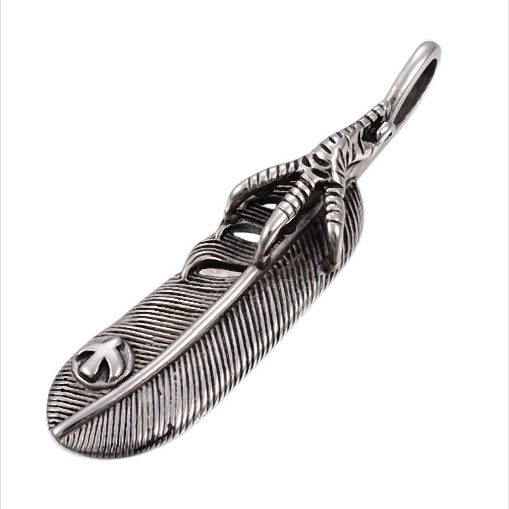 Kettenanhänger Rabenfeder der Stürme - Edelstahl Kettenanhänger – 6,8 x 1,7 cm