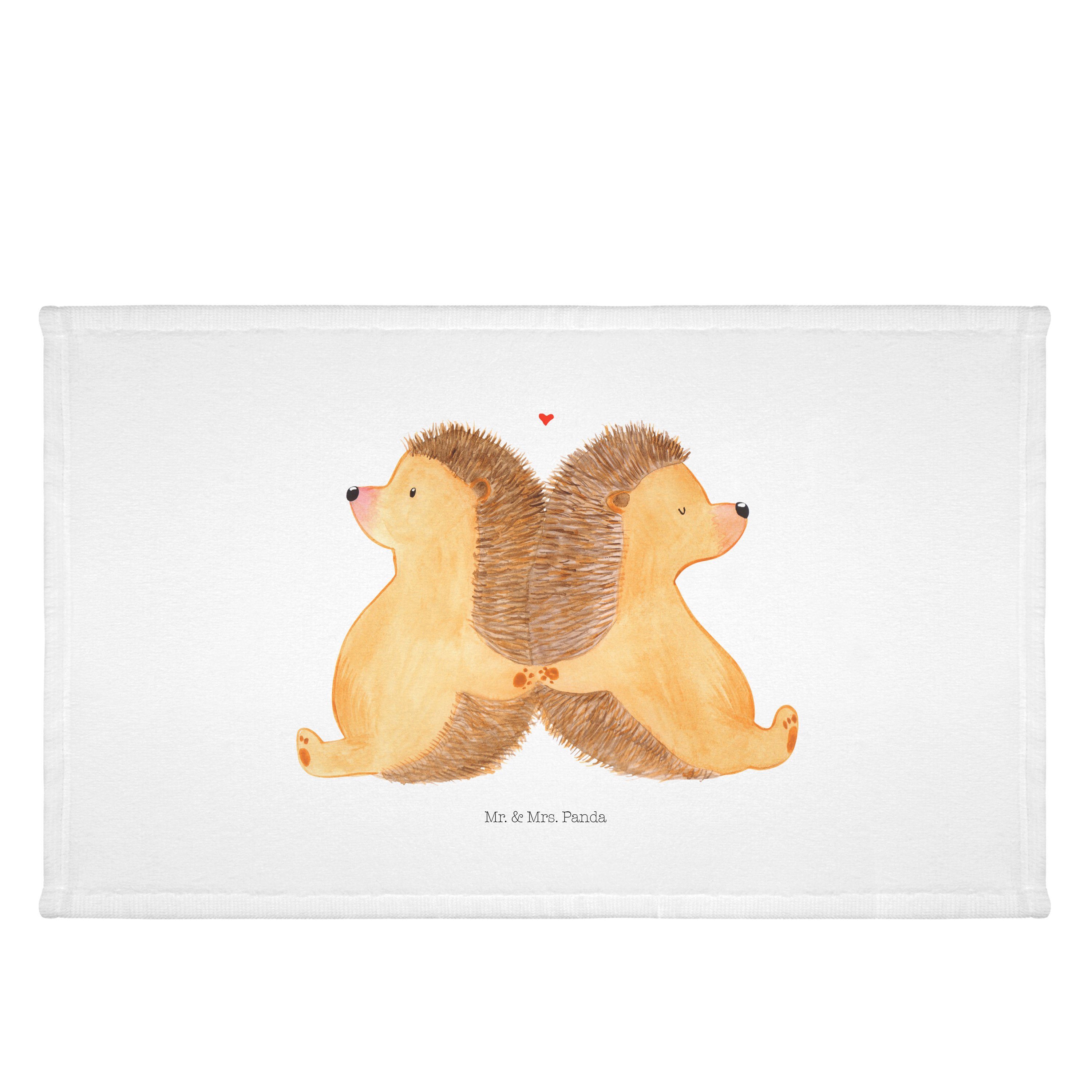 Mr. & Mrs. Panda Handtuch Igel händchenhaltend - Weiß - Geschenk, Gemeinsamkeit, Kinder Handtuc, (1-St)