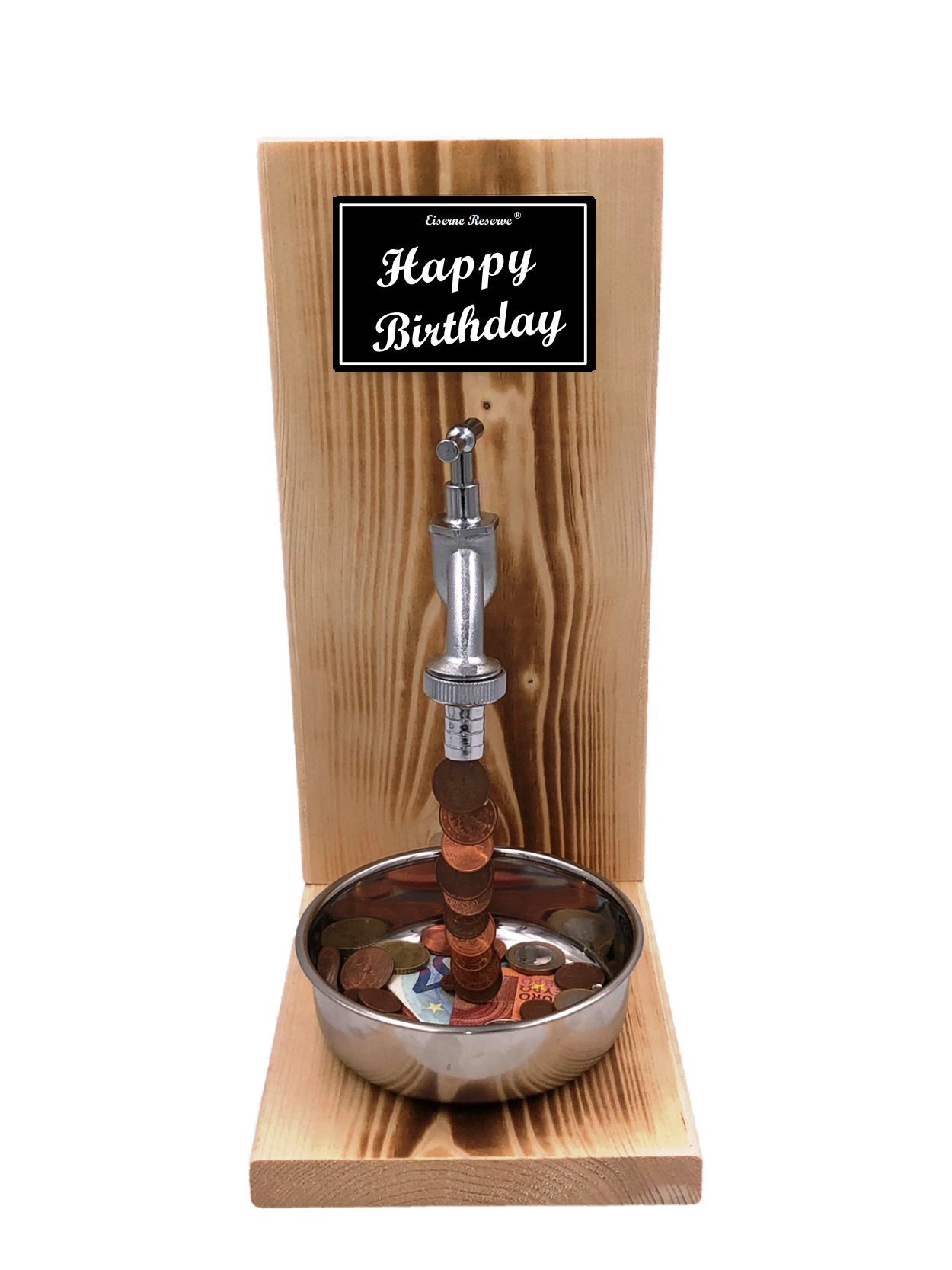 Eiserne Reserve® Geschenkbox Happy Birthday - Eiserne Reserve Geldhahn - Geburtstag Geldgeschenk -