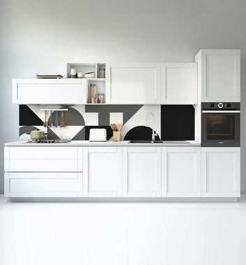 MyMaxxi Dekorationsfolie Küchenrückwand Symbole schwarz weiß selbstklebend Spritzschutz Folie