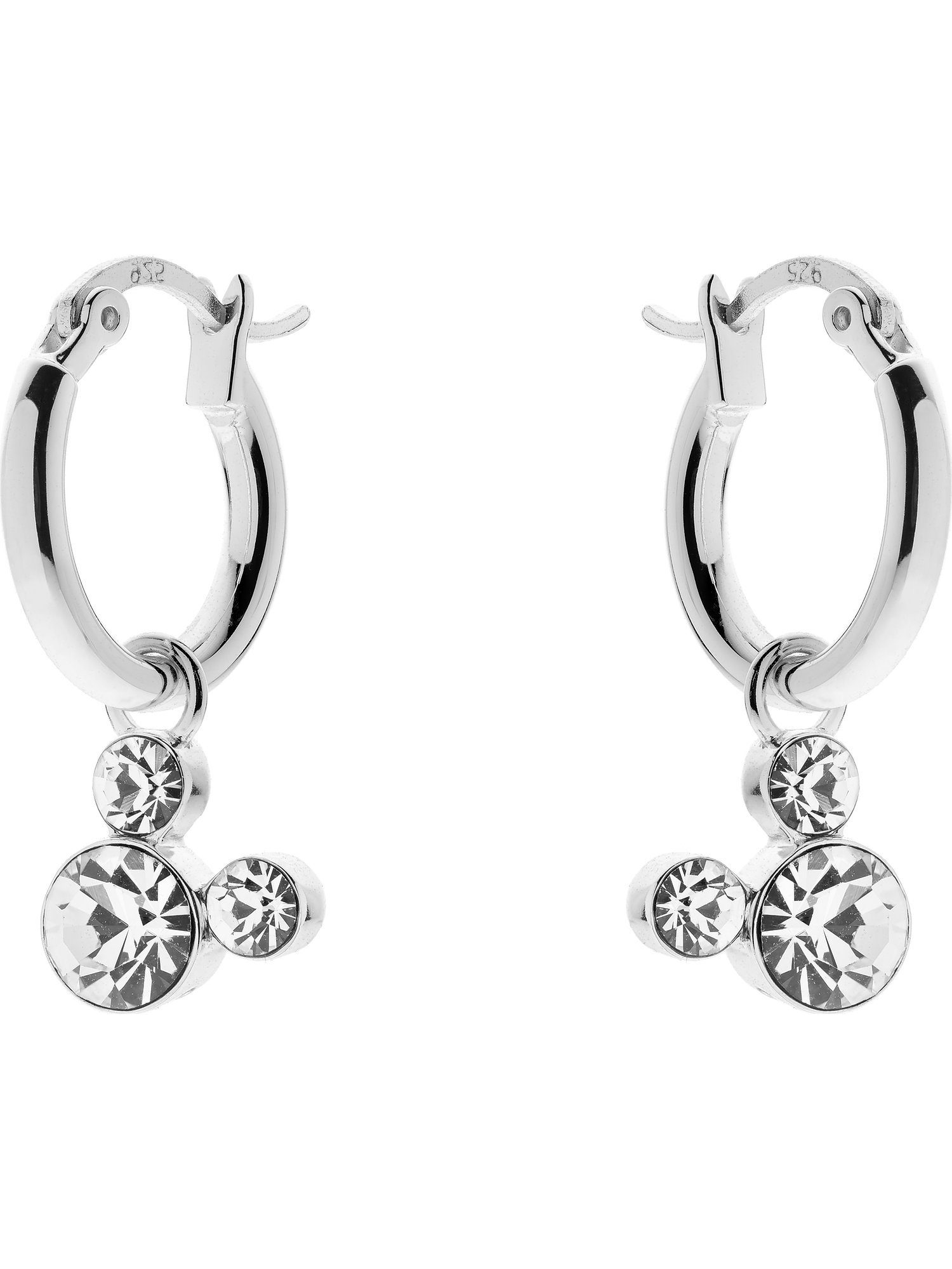 DISNEY Jewelry Paar Creolen Disney Damen-Creolen 925er Silber 6 Kristall (Paar)