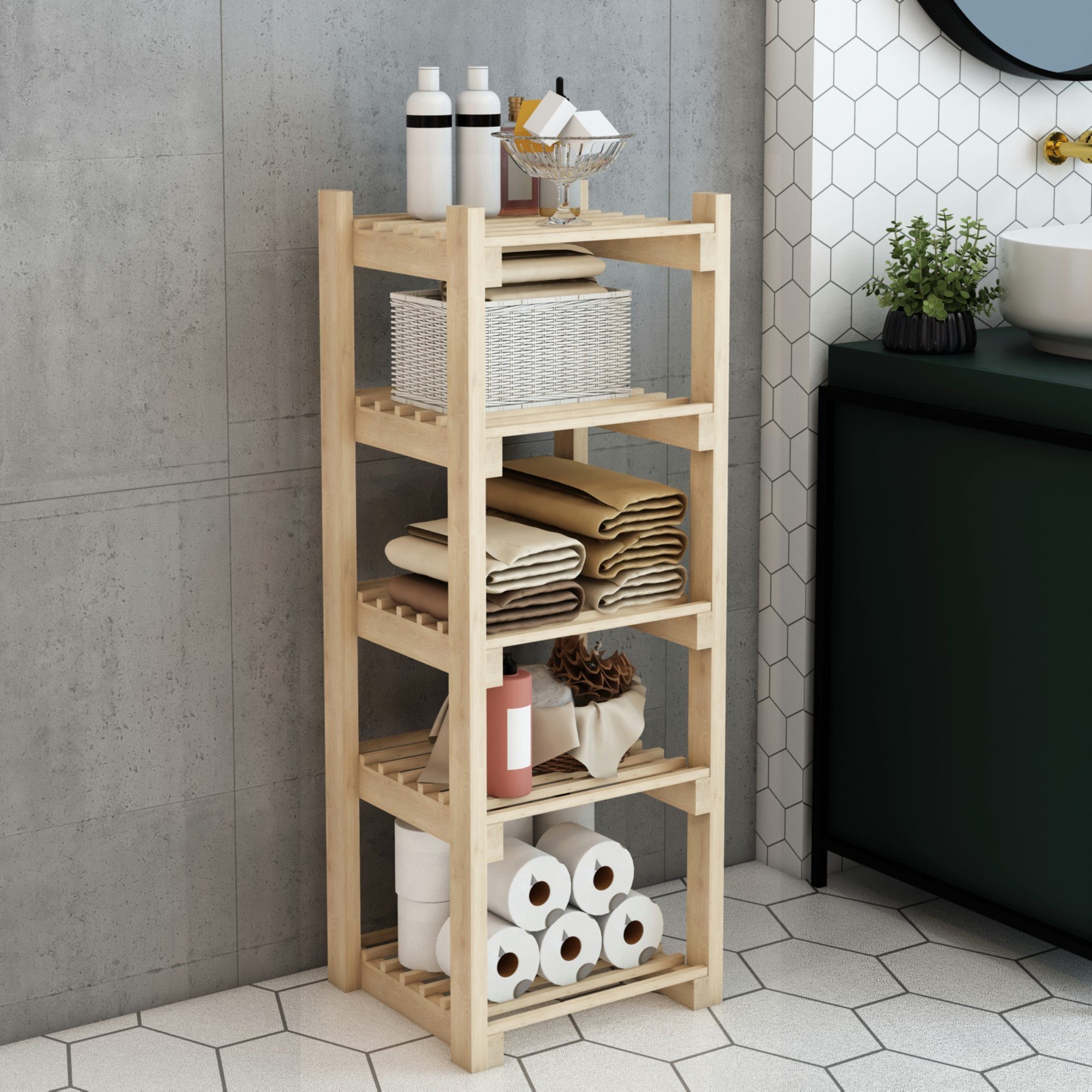 en.casa Badezimmerregal cm »Tølløse« Kiefernholz x x aus 90 30 Natur Badregal, 29,5