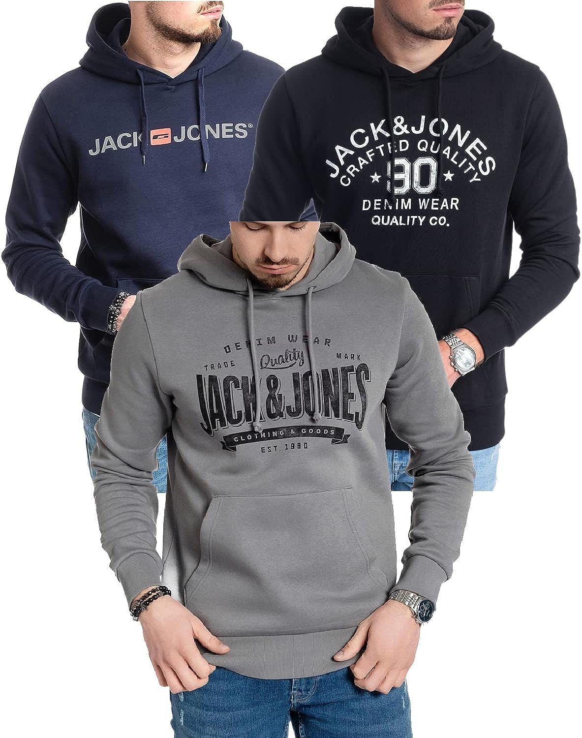 Jack & Jones Kapuzensweatshirt (Spar-Set, 3er Pack) mit Kapuze, Kängurutasche, Printdruck