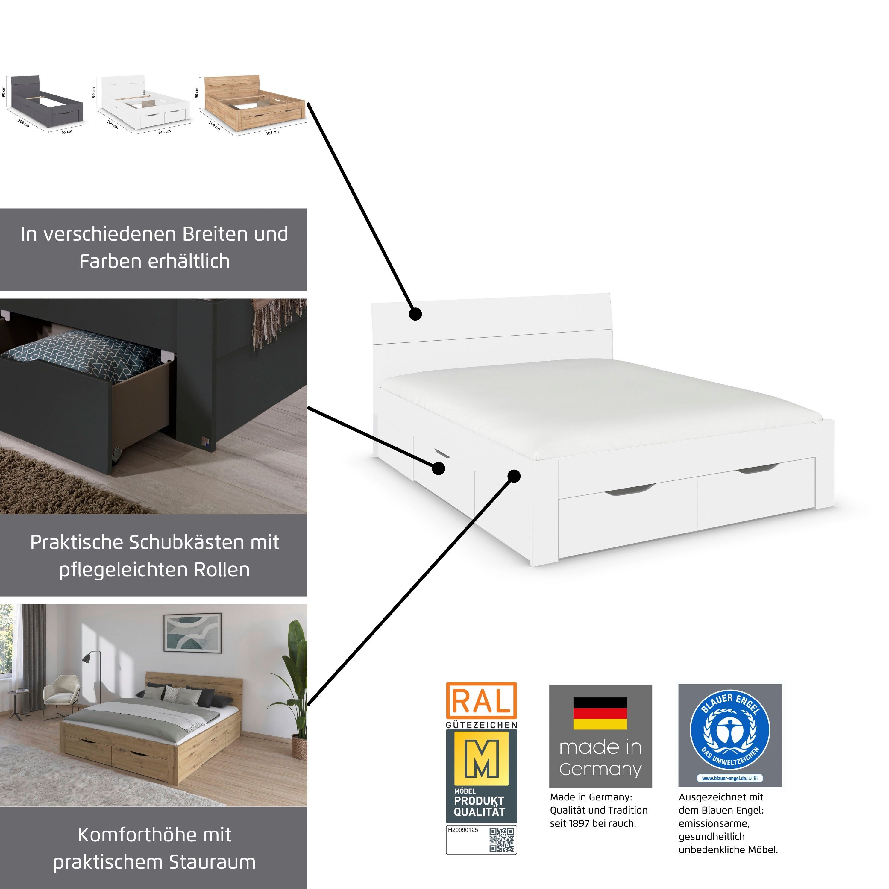 rauch Bett Einzelbett Doppelbett Stauraum FLEXX Breiten 90/140/180 cm, Einzelbett Doppelbett Stauraum FLEXX Breiten 90/140/180 cm – Bild 5 von 5