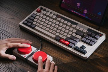 8bitdo Retro Mechanical Keyboard, Hot Swappable Gaming Keyboard, QWERTY Tastatur (Hot-Swappable-Schalter, Retro-Schreibmaschinen-Design)