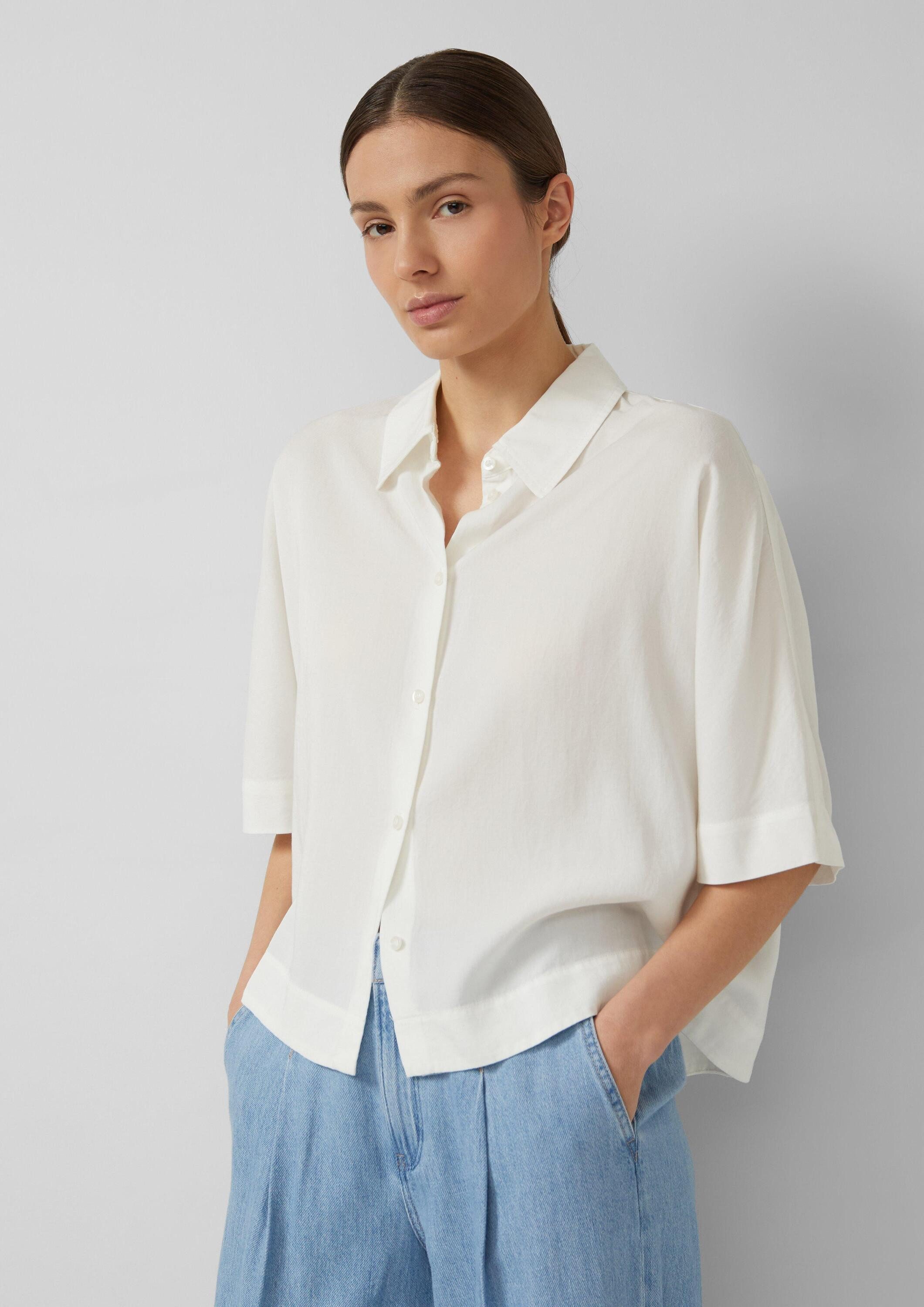 s.Oliver Kurzarmbluse Bluse Fließende Lyocellbluse