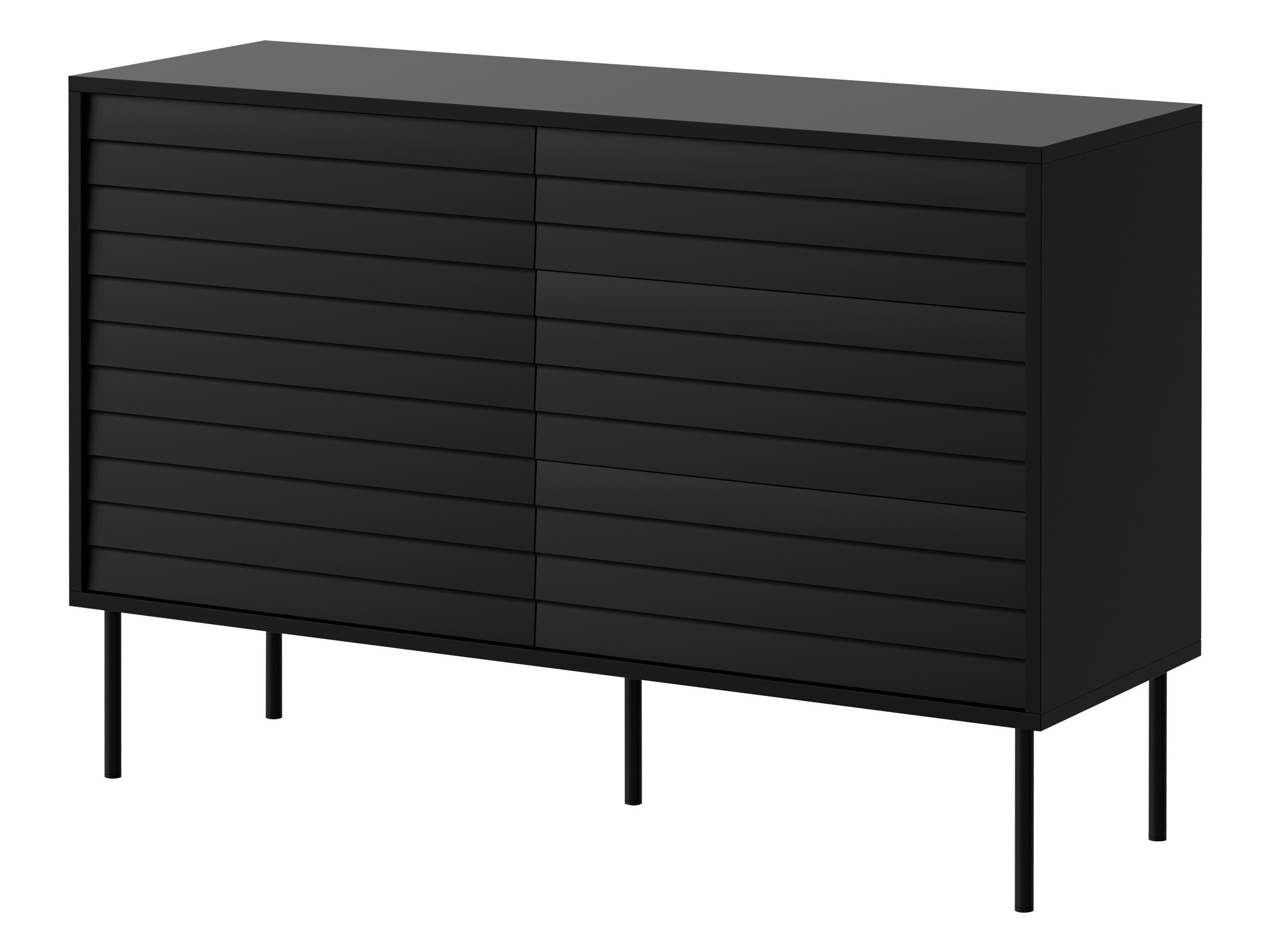 MIRJAN24 Kommode Cortina 120 1D3S (mit Drehtür und drei Schubladen), Schwarze Stahlfüße, 120x40x81 cm