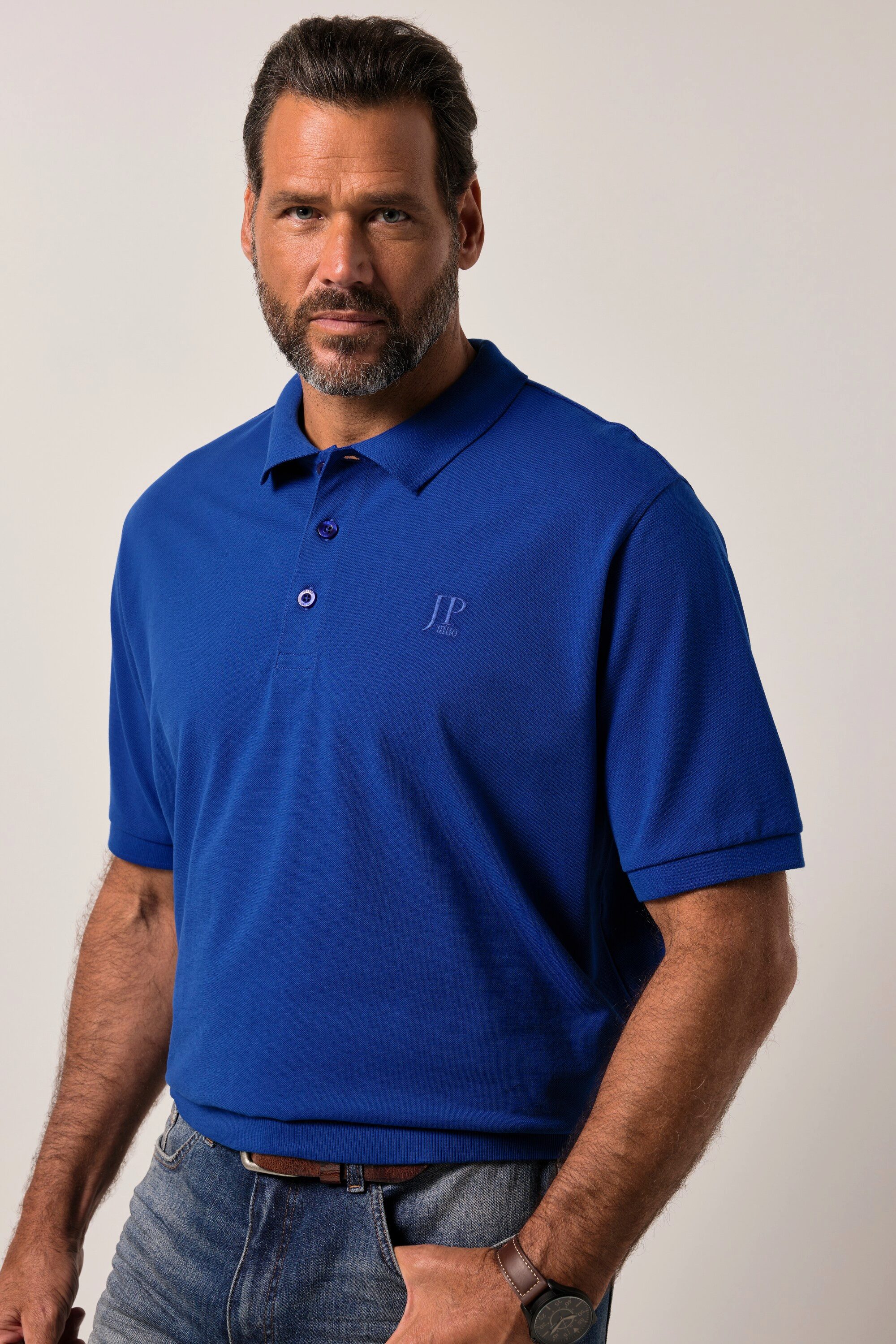 JP1880 Poloshirt Poloshirt Bauchfit Basic Halbarm Piqué