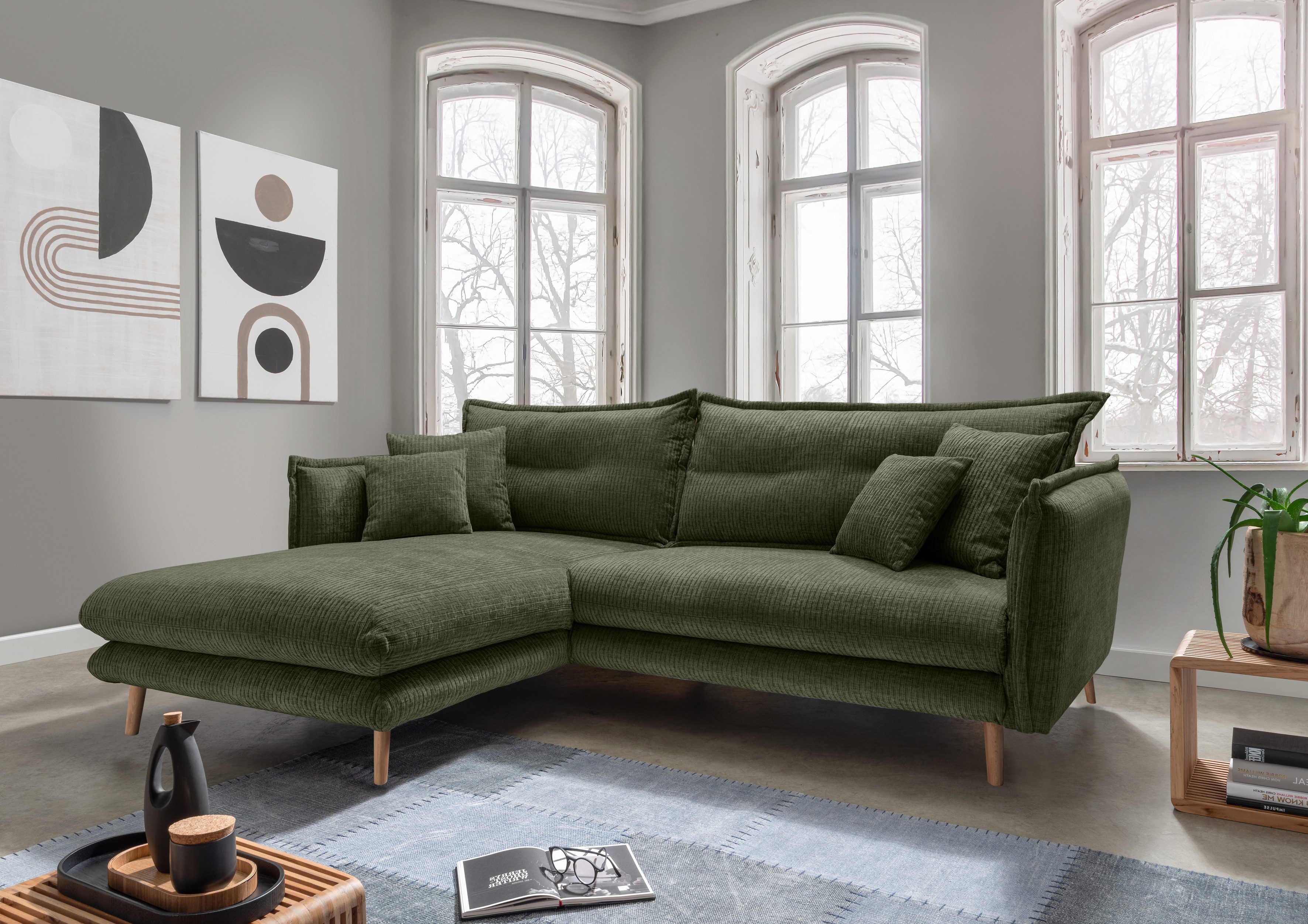 INOSIGN Ecksofa "Lazio modern und bequem, schmale Armlehnen, tolle Detailve günstig online kaufen