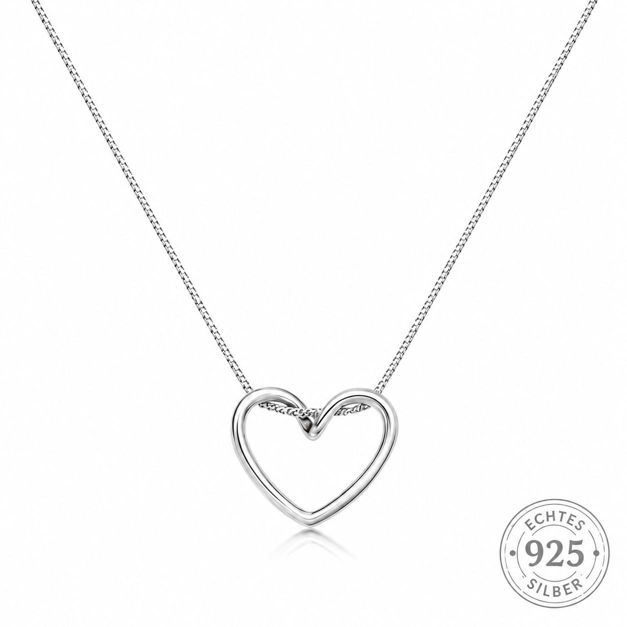 Taffstyle Herzkette Halskette aus 925 Sterling Silber für Damen mit Infinity Herz Anhänger (Edle Halskette mit verschlungenem Herzanhänger – perfekte Geschenkidee)